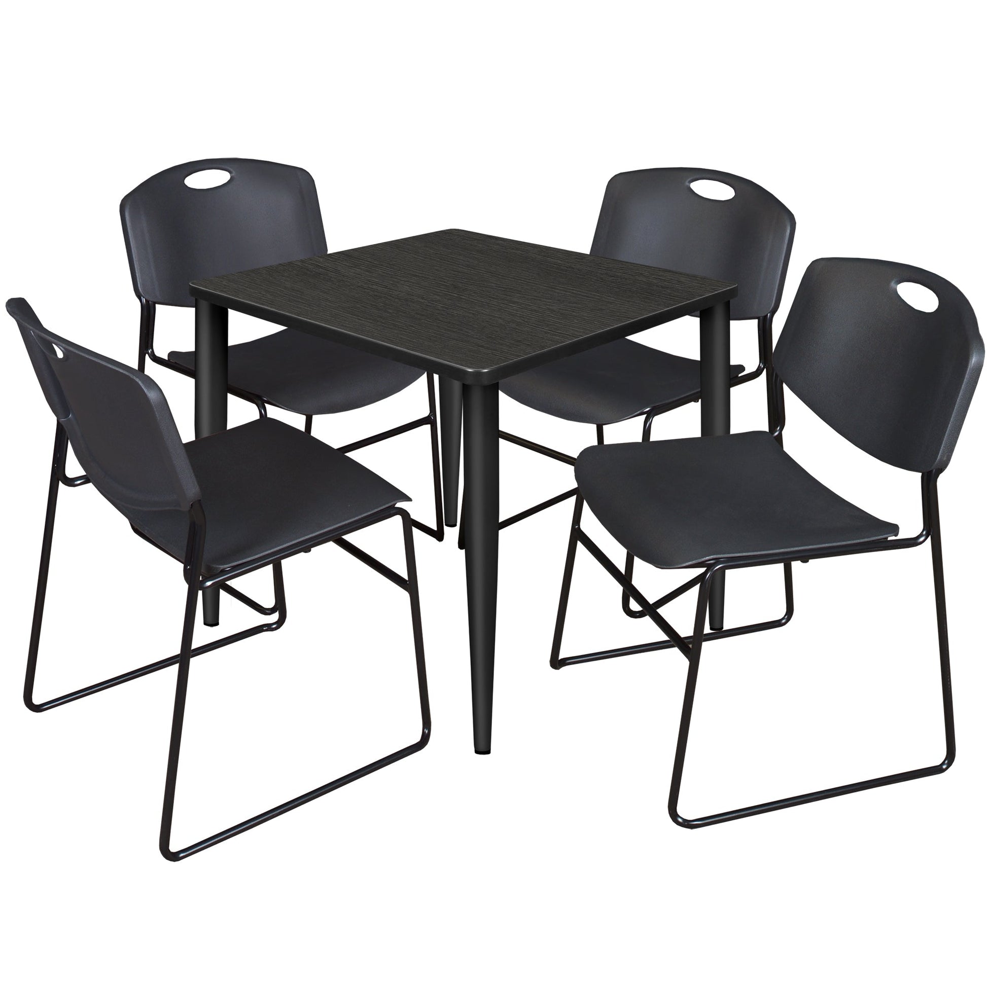 Regency Kahlo 30 in. Square Breakroom Table & 4 Zeng Stack Chairs - SchoolOutlet