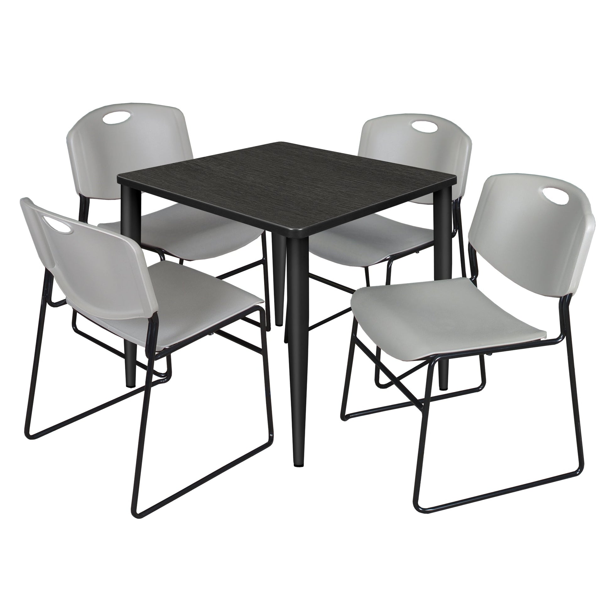 Regency Kahlo 30 in. Square Breakroom Table & 4 Zeng Stack Chairs - SchoolOutlet