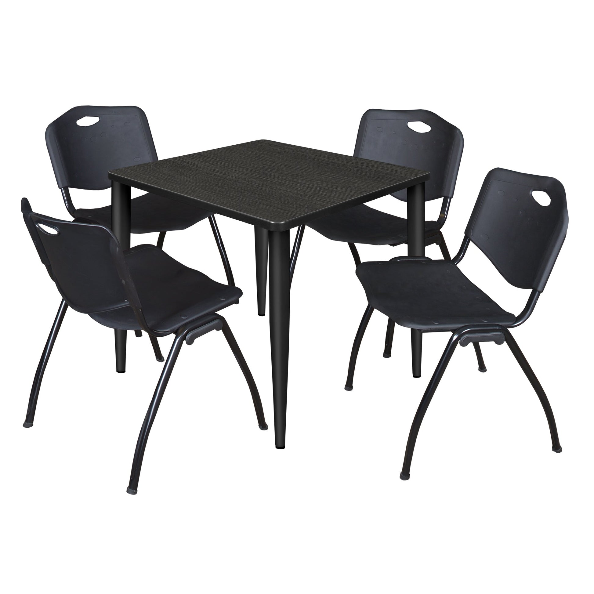Regency Kahlo 30 in. Square Breakroom Table & 4 M Stack Chairs - SchoolOutlet