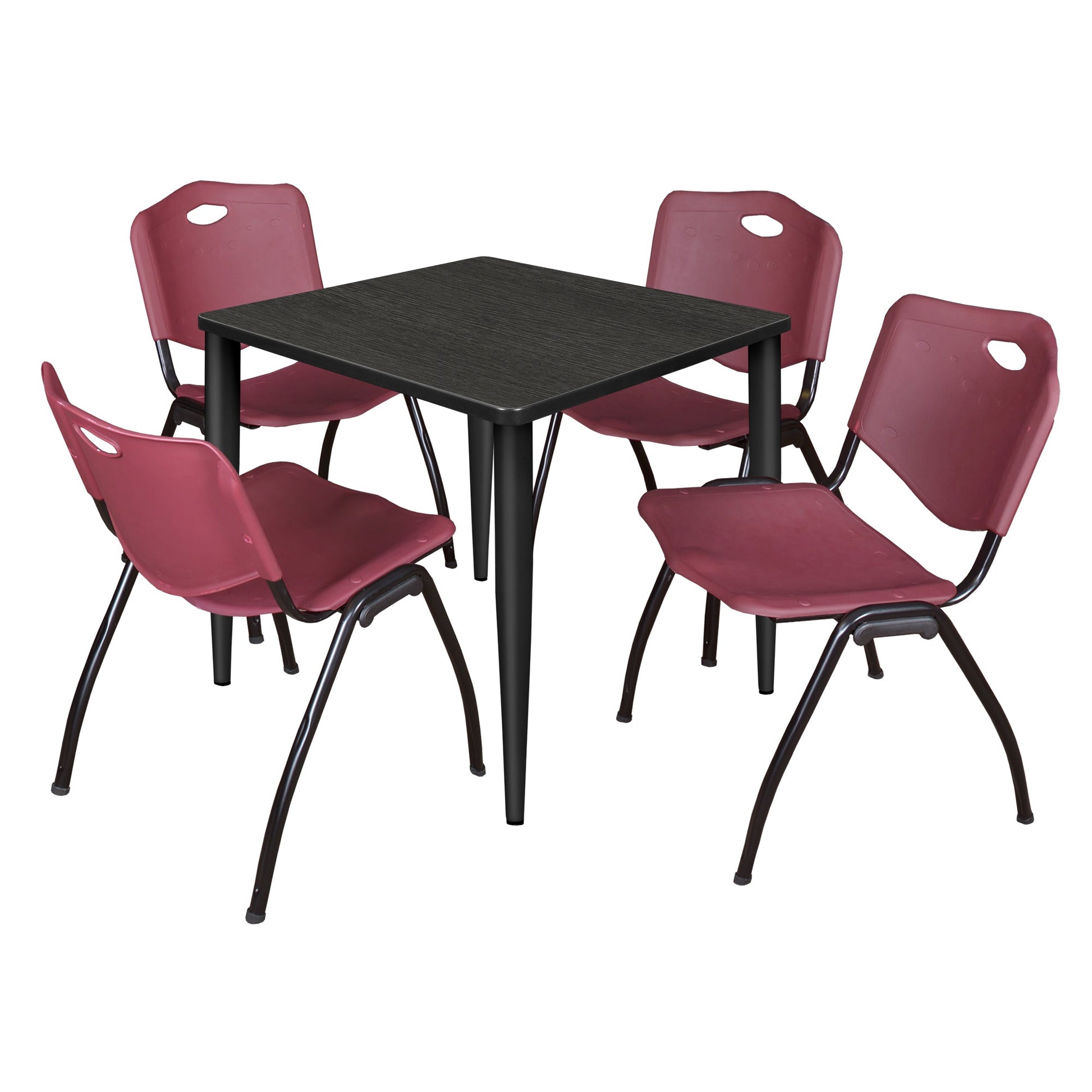 Regency Kahlo 30 in. Square Breakroom Table & 4 M Stack Chairs - SchoolOutlet