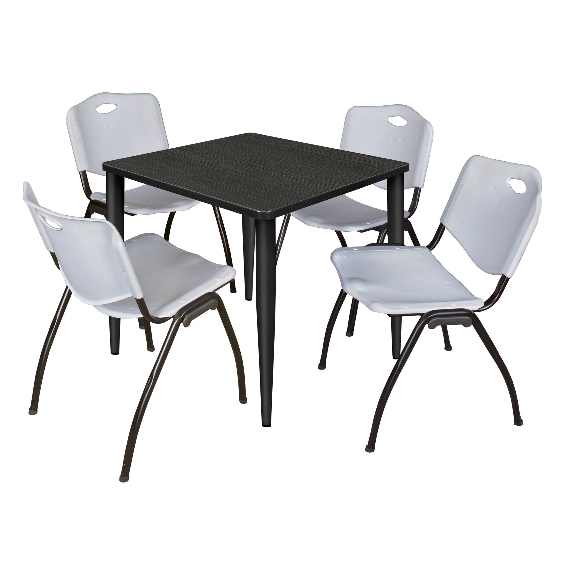 Regency Kahlo 30 in. Square Breakroom Table & 4 M Stack Chairs - SchoolOutlet