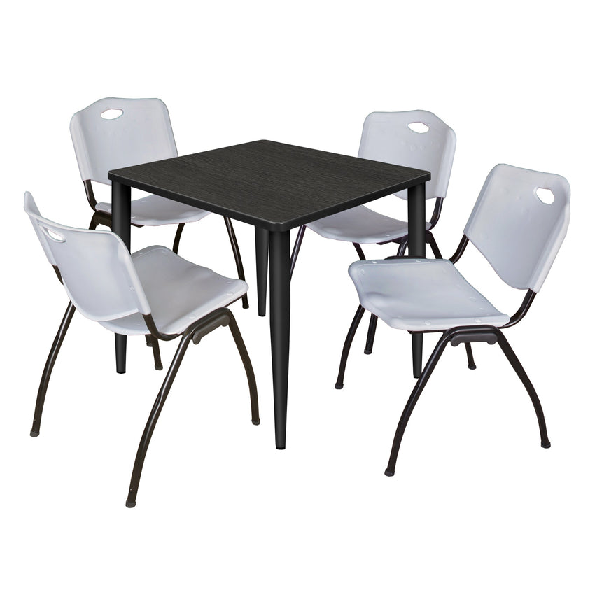 Regency Kahlo 30 in. Square Breakroom Table & 4 M Stack Chairs - SchoolOutlet