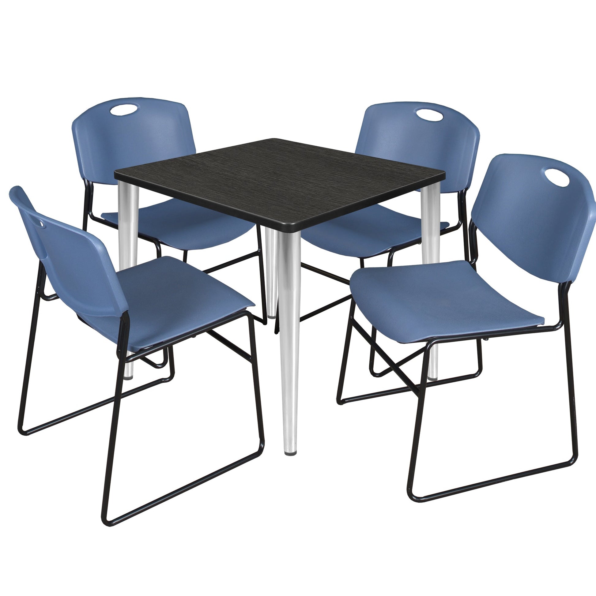 Regency Kahlo 30 in. Square Breakroom Table & 4 Zeng Stack Chairs - SchoolOutlet