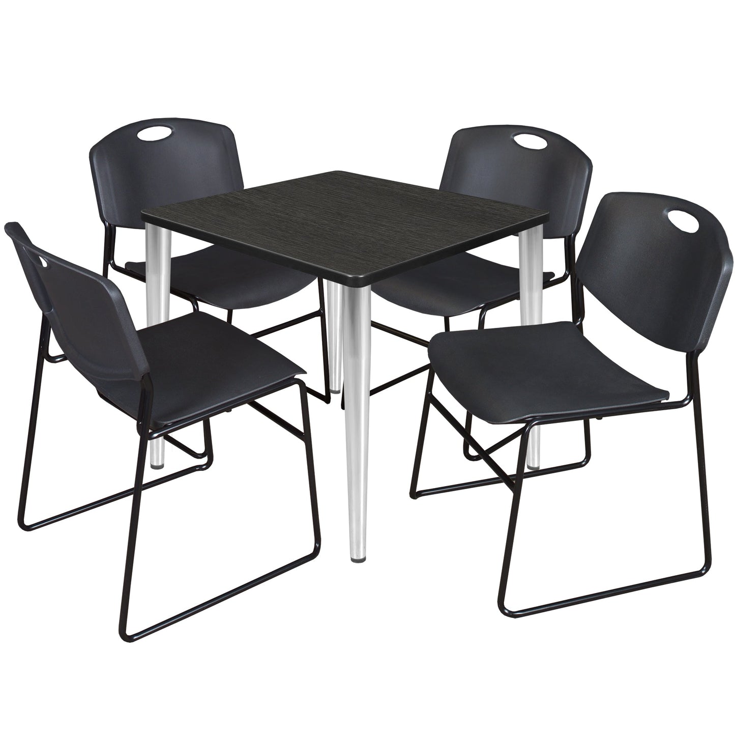 Regency Kahlo 30 in. Square Breakroom Table & 4 Zeng Stack Chairs - SchoolOutlet