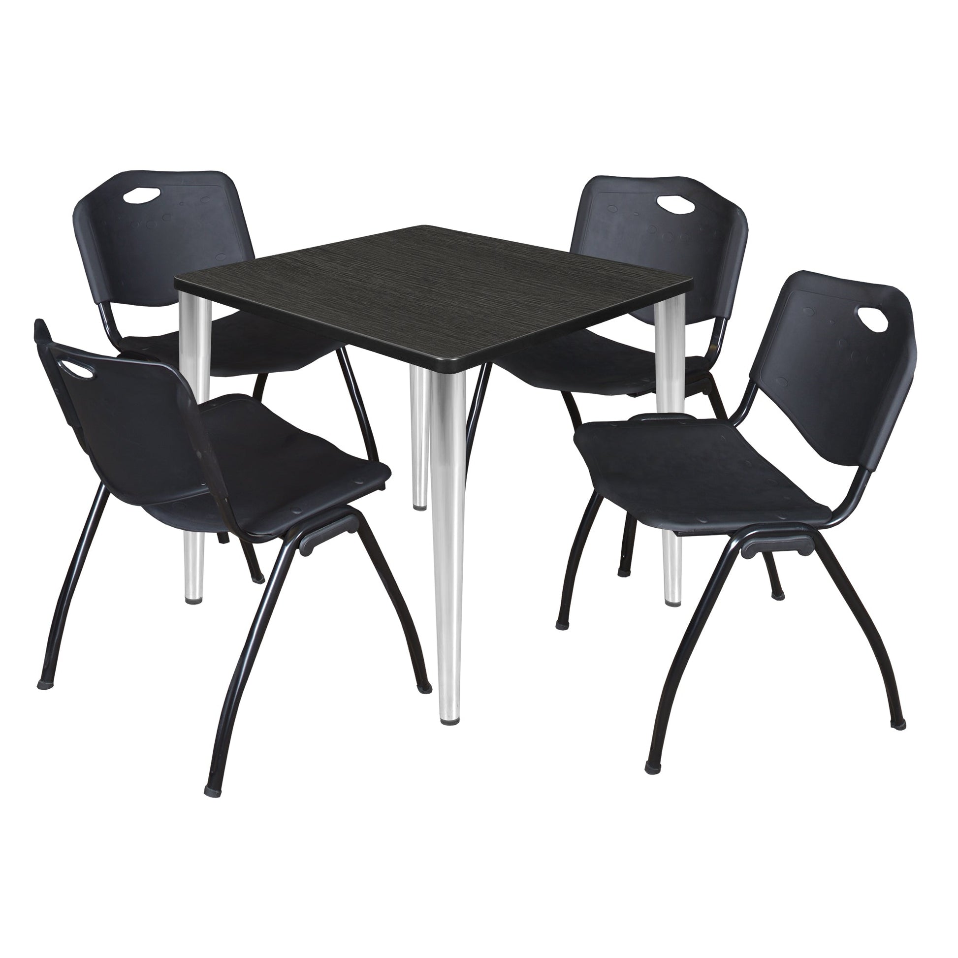 Regency Kahlo 30 in. Square Breakroom Table & 4 M Stack Chairs - SchoolOutlet