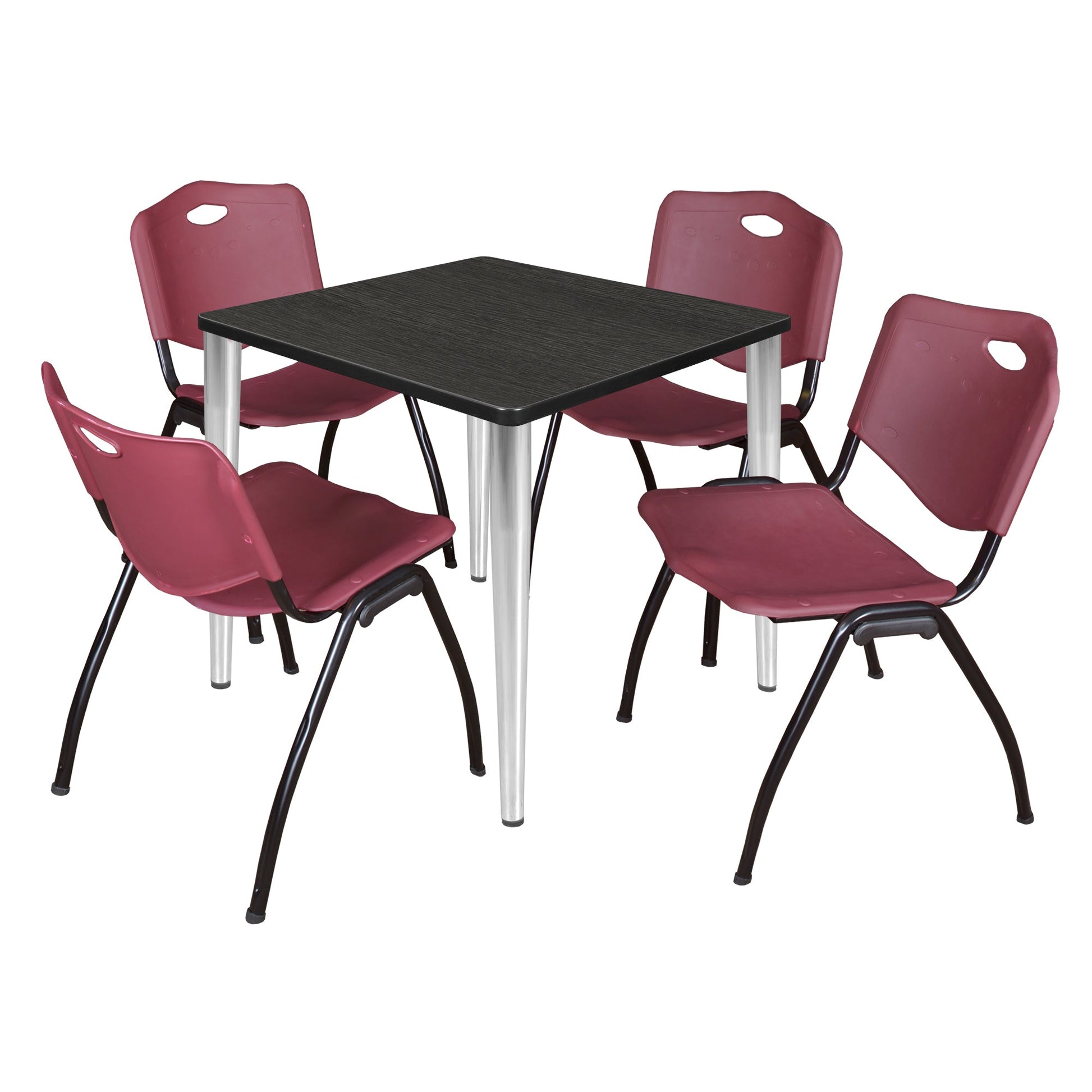 Regency Kahlo 30 in. Square Breakroom Table & 4 M Stack Chairs - SchoolOutlet
