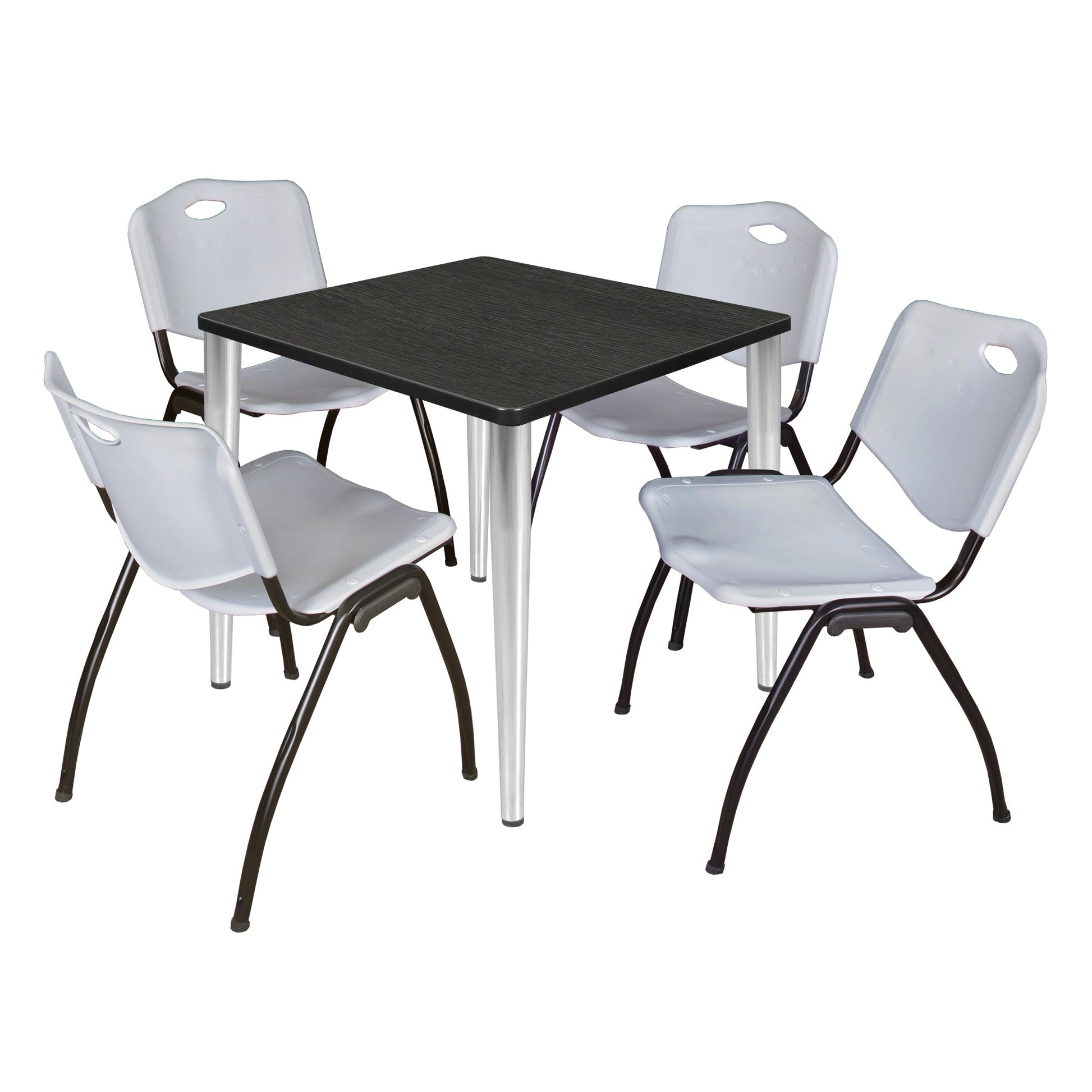 Regency Kahlo 30 in. Square Breakroom Table & 4 M Stack Chairs - SchoolOutlet