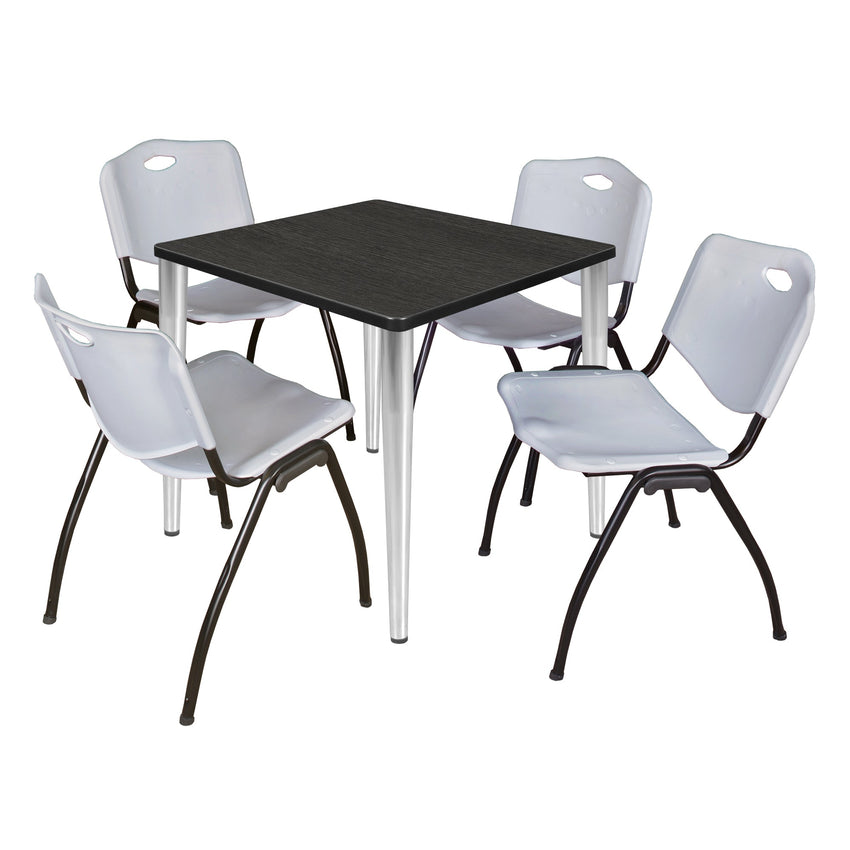 Regency Kahlo 30 in. Square Breakroom Table & 4 M Stack Chairs - SchoolOutlet