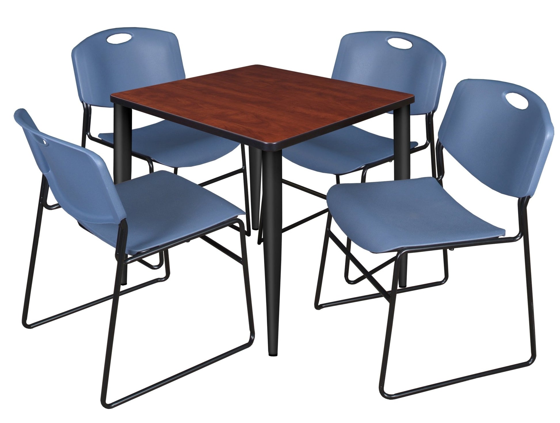 Regency Kahlo 30 in. Square Breakroom Table & 4 Zeng Stack Chairs - SchoolOutlet