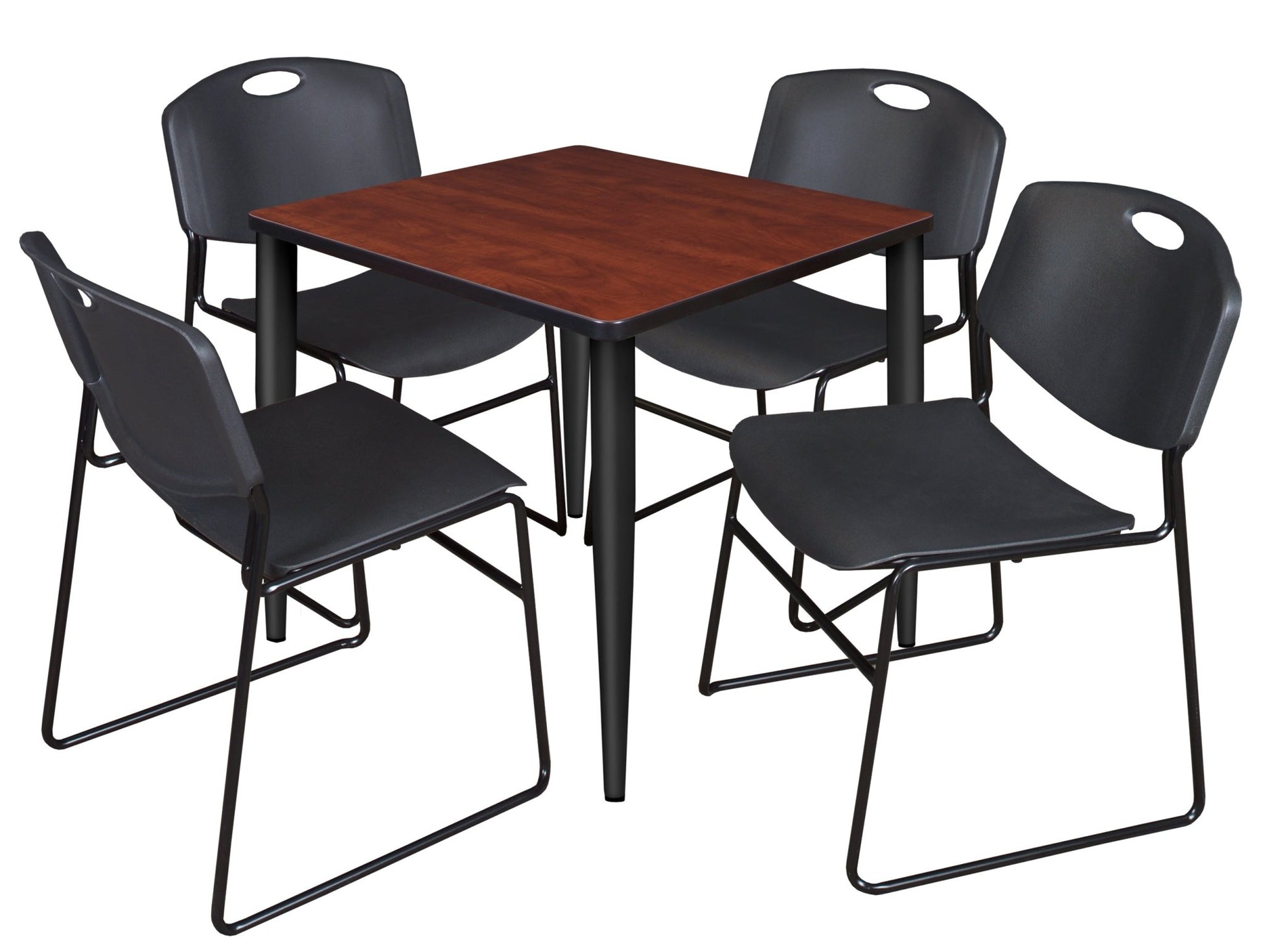 Regency Kahlo 30 in. Square Breakroom Table & 4 Zeng Stack Chairs - SchoolOutlet