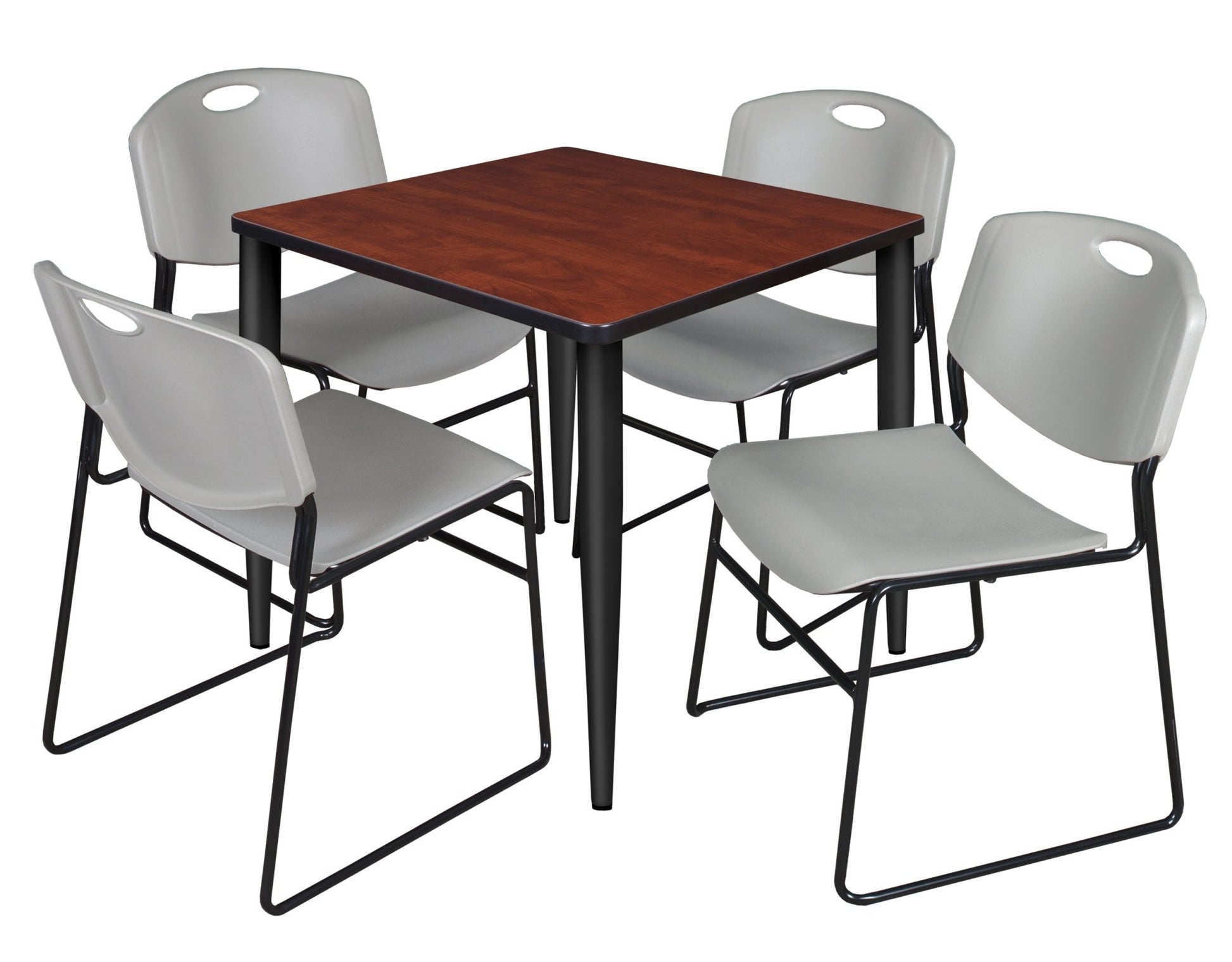 Regency Kahlo 30 in. Square Breakroom Table & 4 Zeng Stack Chairs - SchoolOutlet