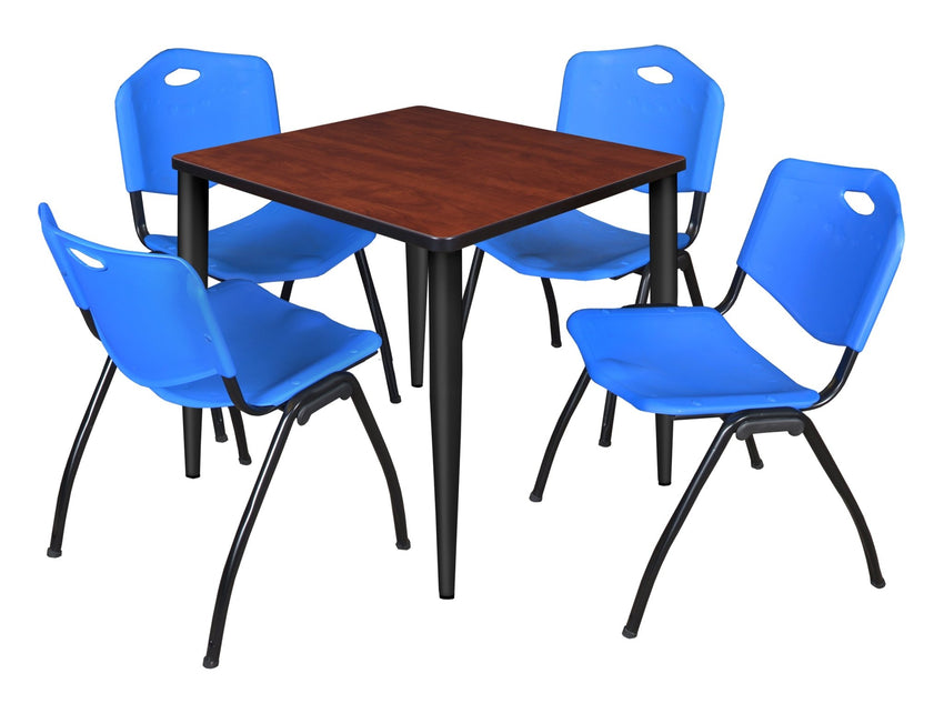 Regency Kahlo 30 in. Square Breakroom Table & 4 M Stack Chairs - SchoolOutlet