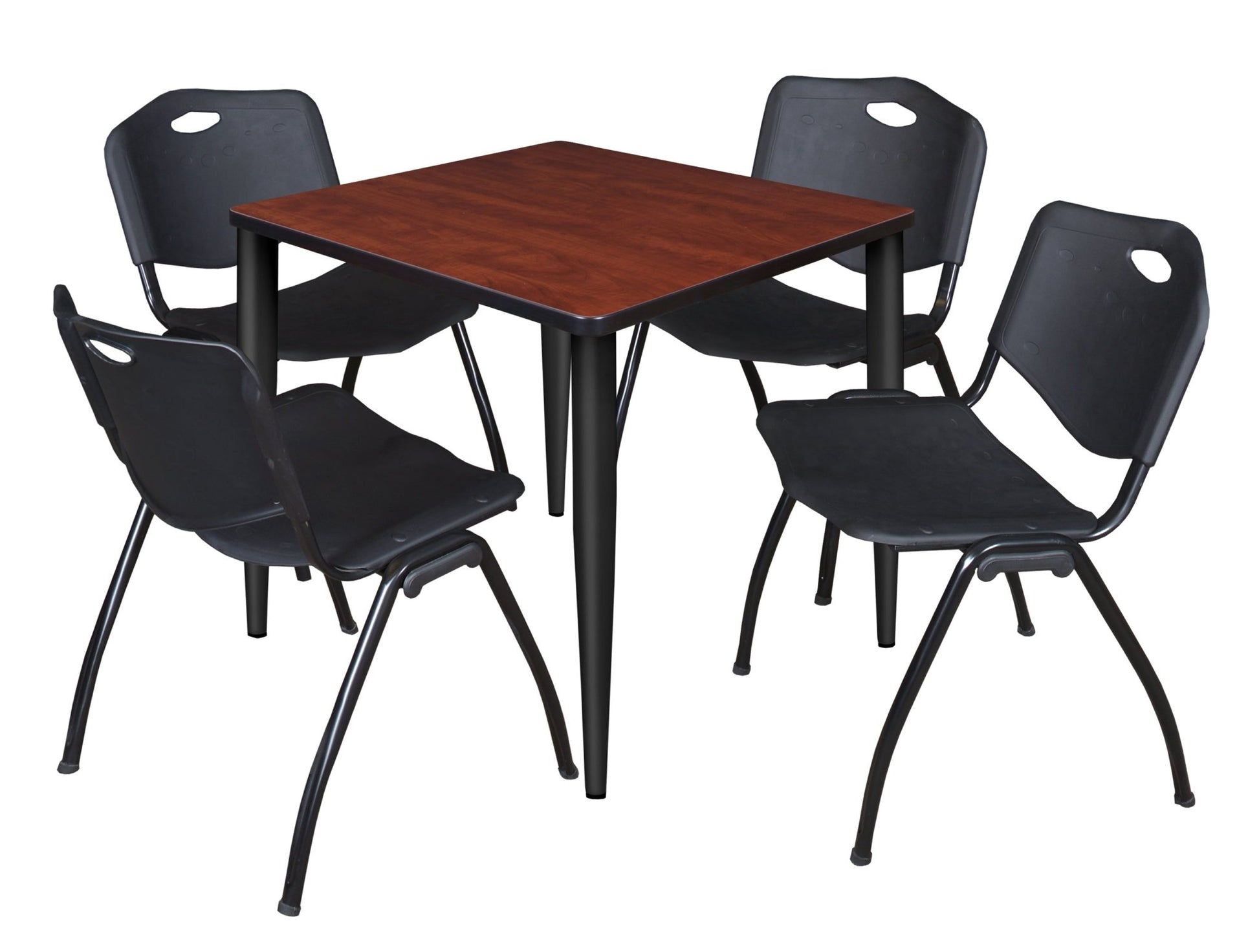 Regency Kahlo 30 in. Square Breakroom Table & 4 M Stack Chairs - SchoolOutlet