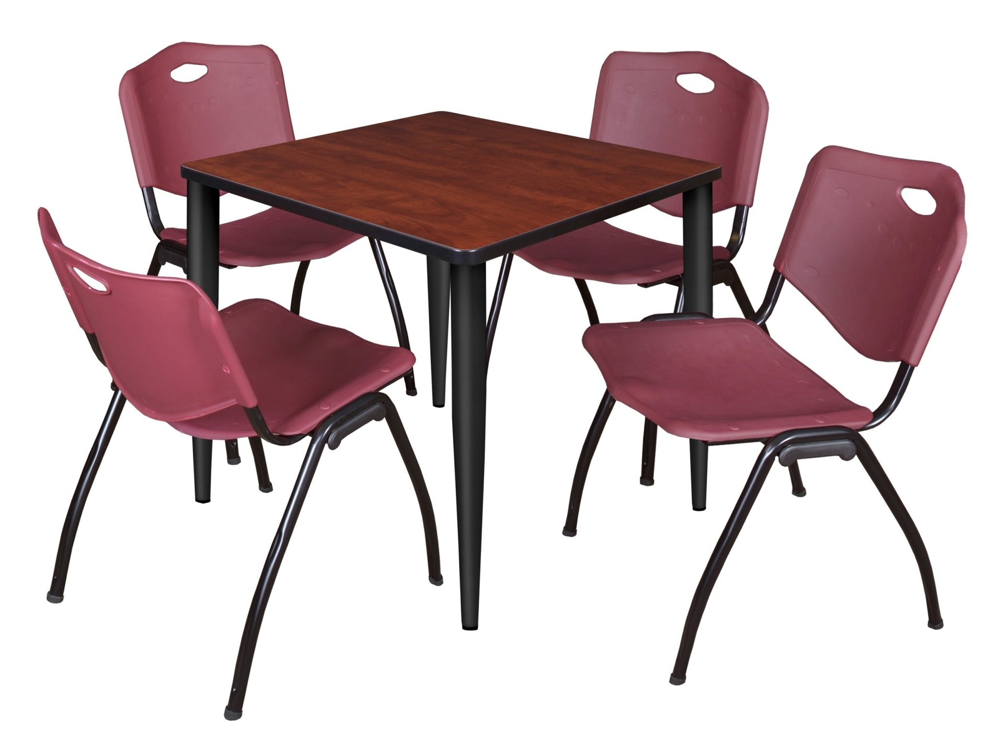 Regency Kahlo 30 in. Square Breakroom Table & 4 M Stack Chairs - SchoolOutlet