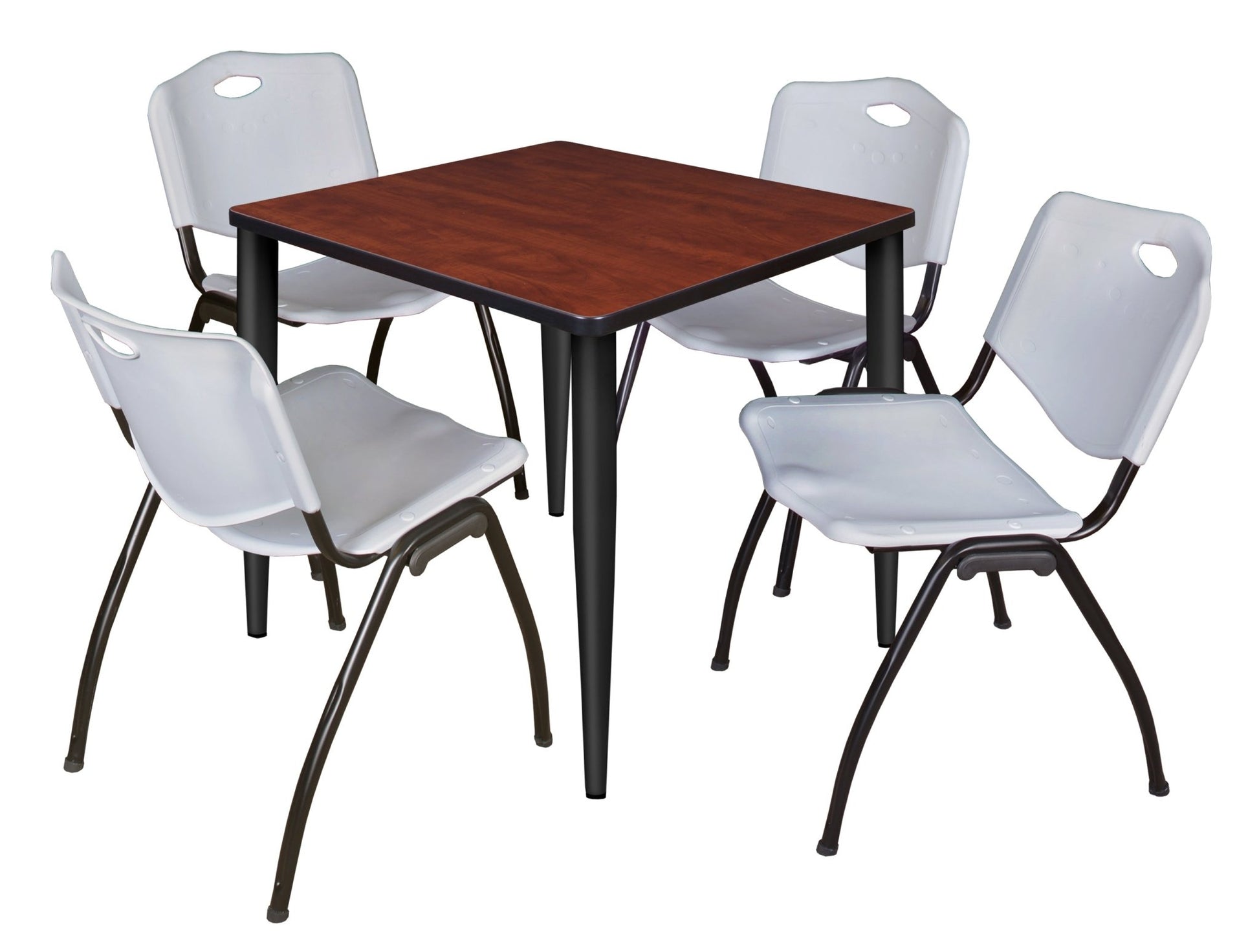Regency Kahlo 30 in. Square Breakroom Table & 4 M Stack Chairs - SchoolOutlet