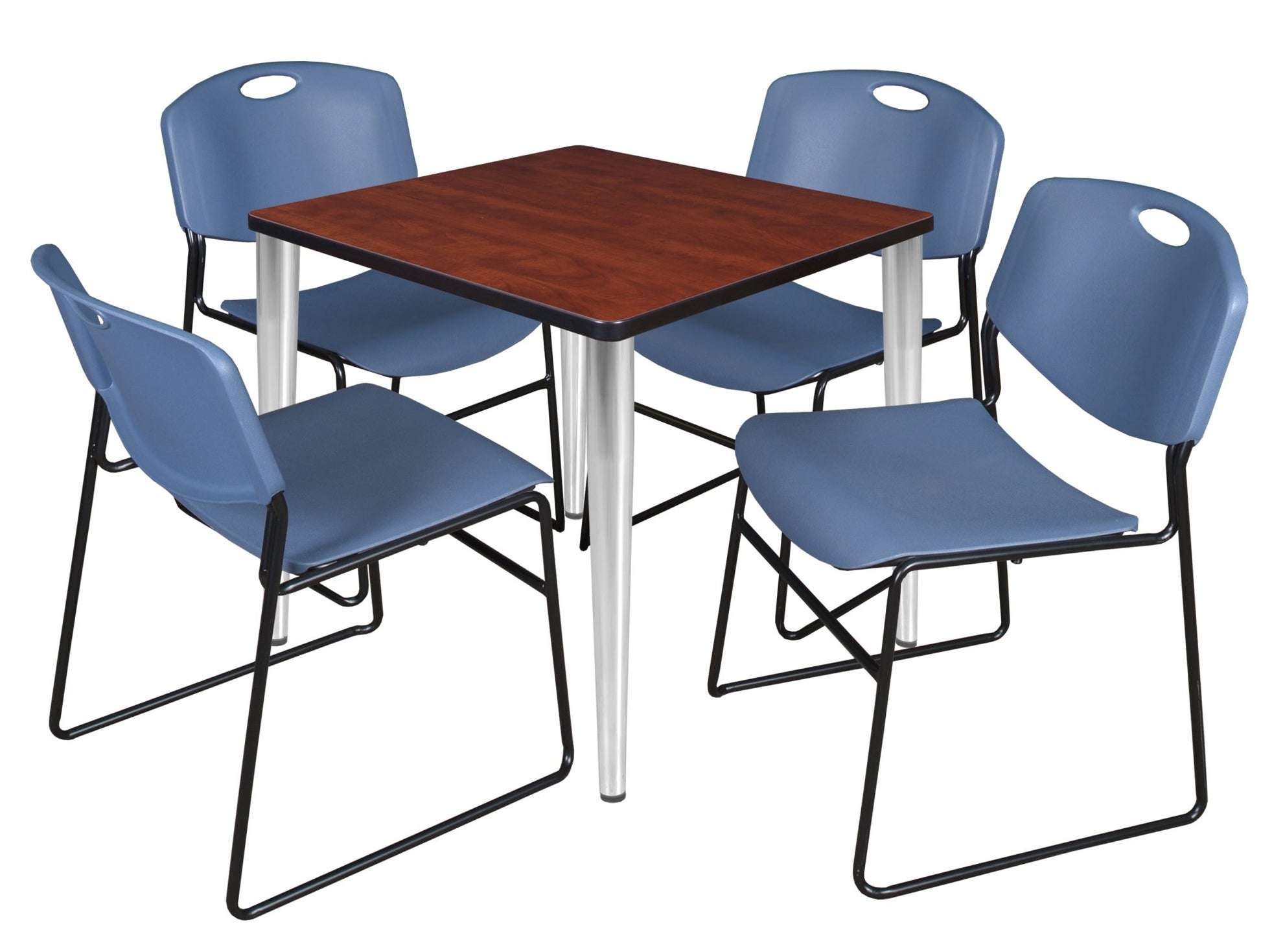 Regency Kahlo 30 in. Square Breakroom Table & 4 Zeng Stack Chairs - SchoolOutlet