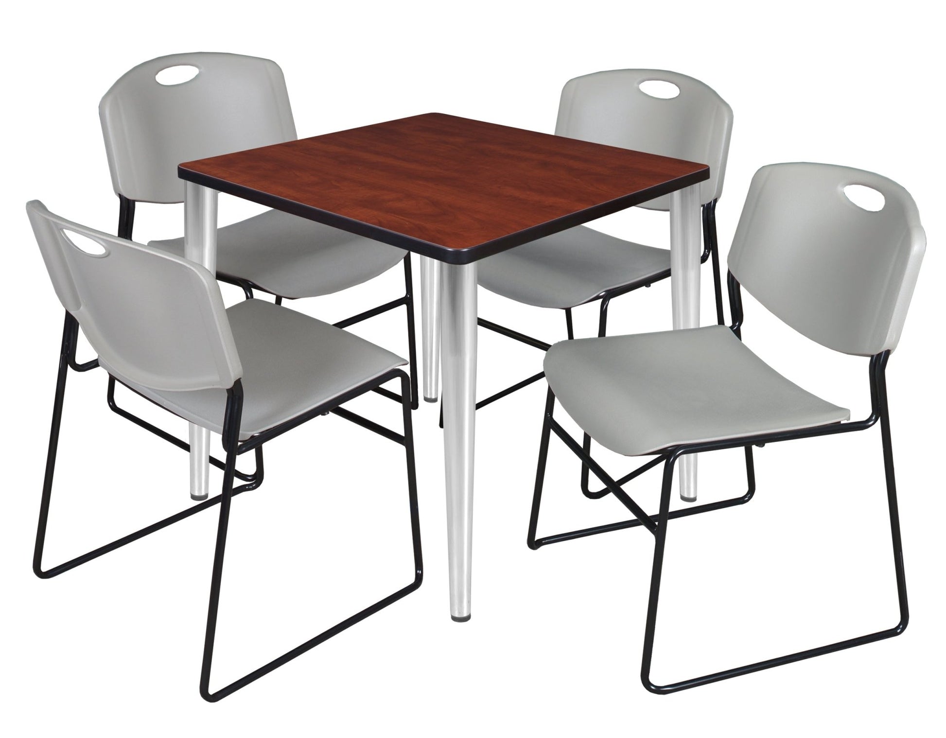 Regency Kahlo 30 in. Square Breakroom Table & 4 Zeng Stack Chairs - SchoolOutlet