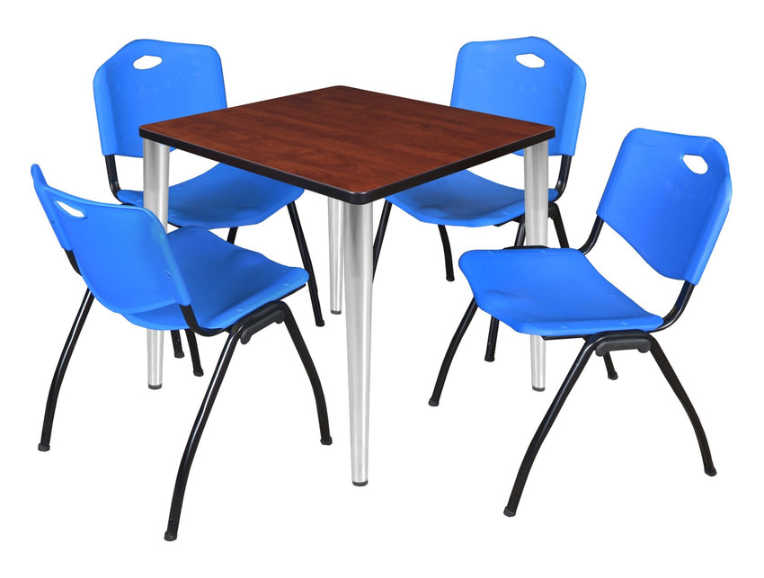 Regency Kahlo 30 in. Square Breakroom Table & 4 M Stack Chairs - SchoolOutlet