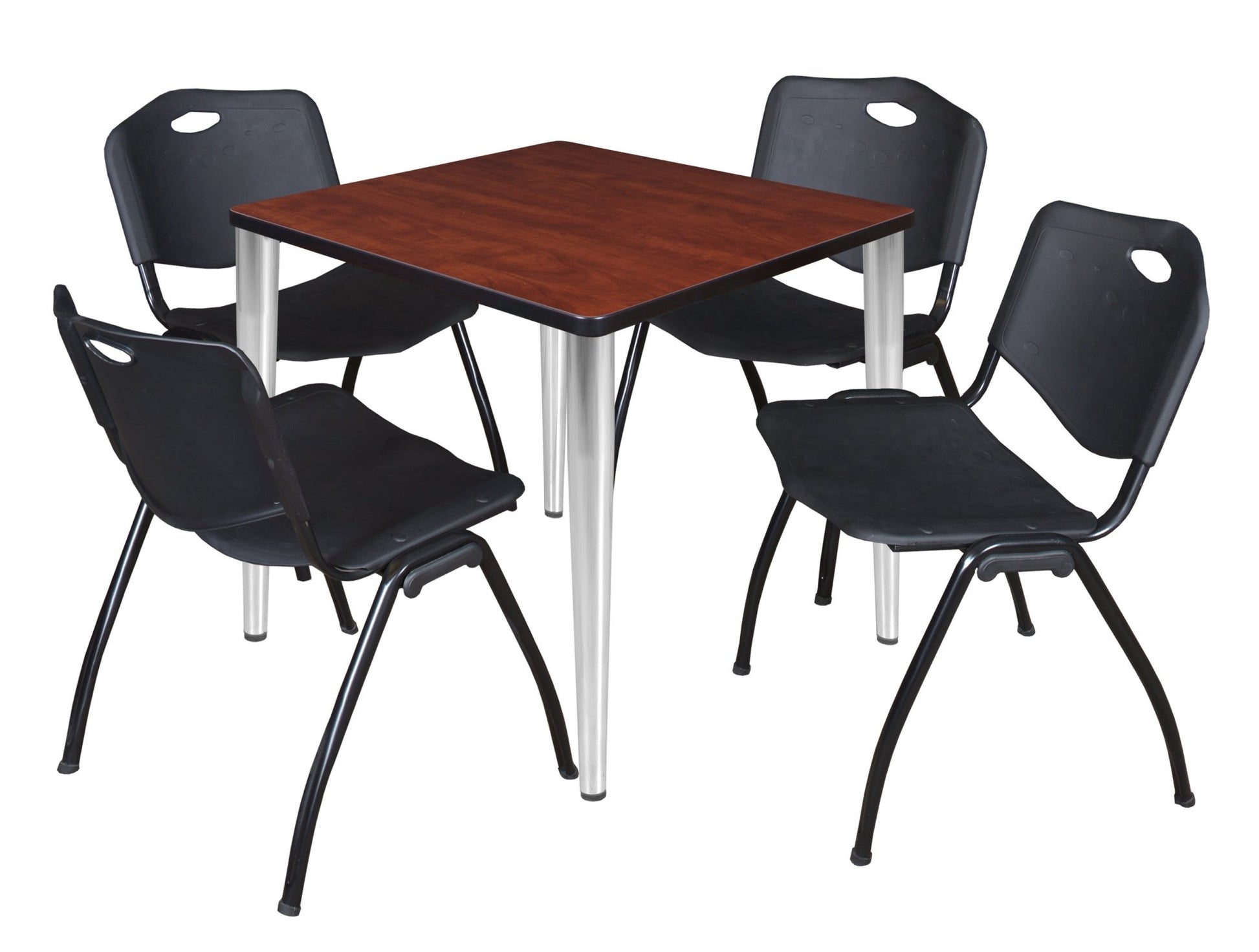 Regency Kahlo 30 in. Square Breakroom Table & 4 M Stack Chairs - SchoolOutlet