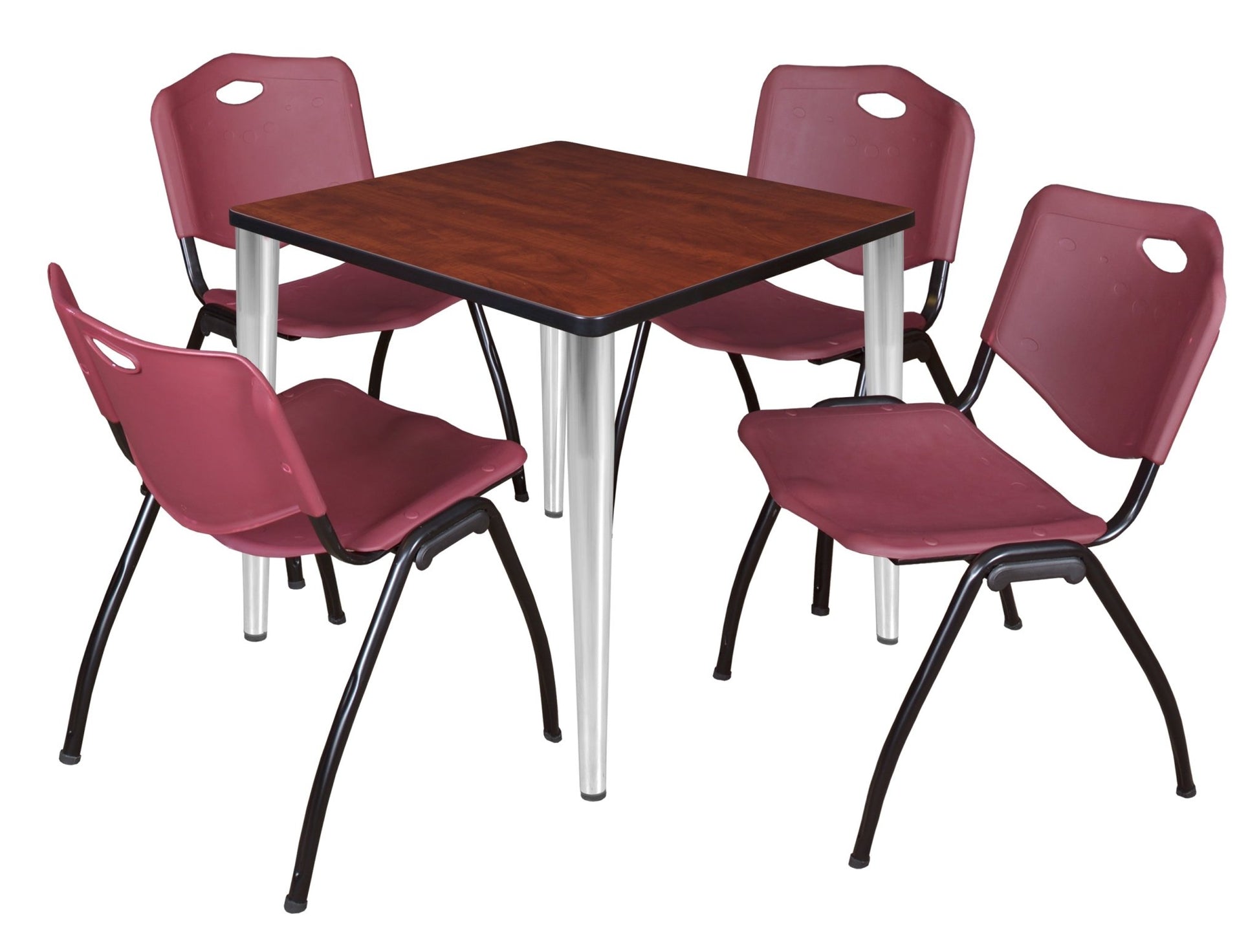 Regency Kahlo 30 in. Square Breakroom Table & 4 M Stack Chairs - SchoolOutlet