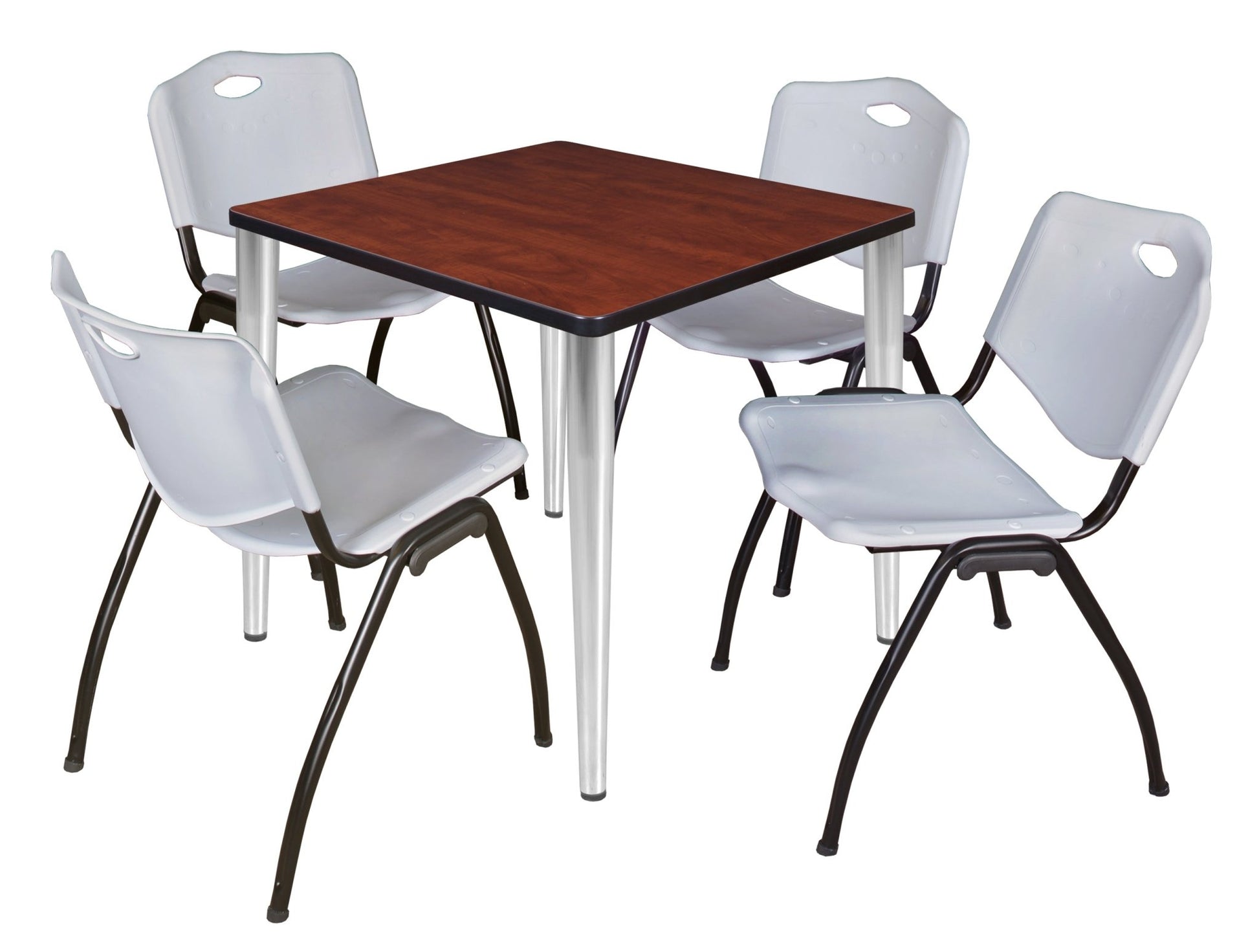 Regency Kahlo 30 in. Square Breakroom Table & 4 M Stack Chairs - SchoolOutlet