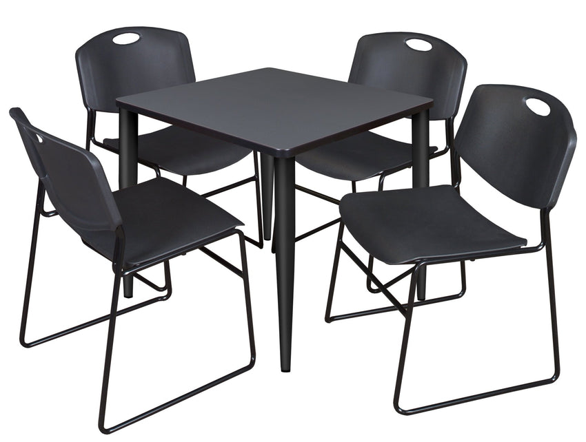 Regency Kahlo 30 in. Square Breakroom Table & 4 Zeng Stack Chairs - SchoolOutlet