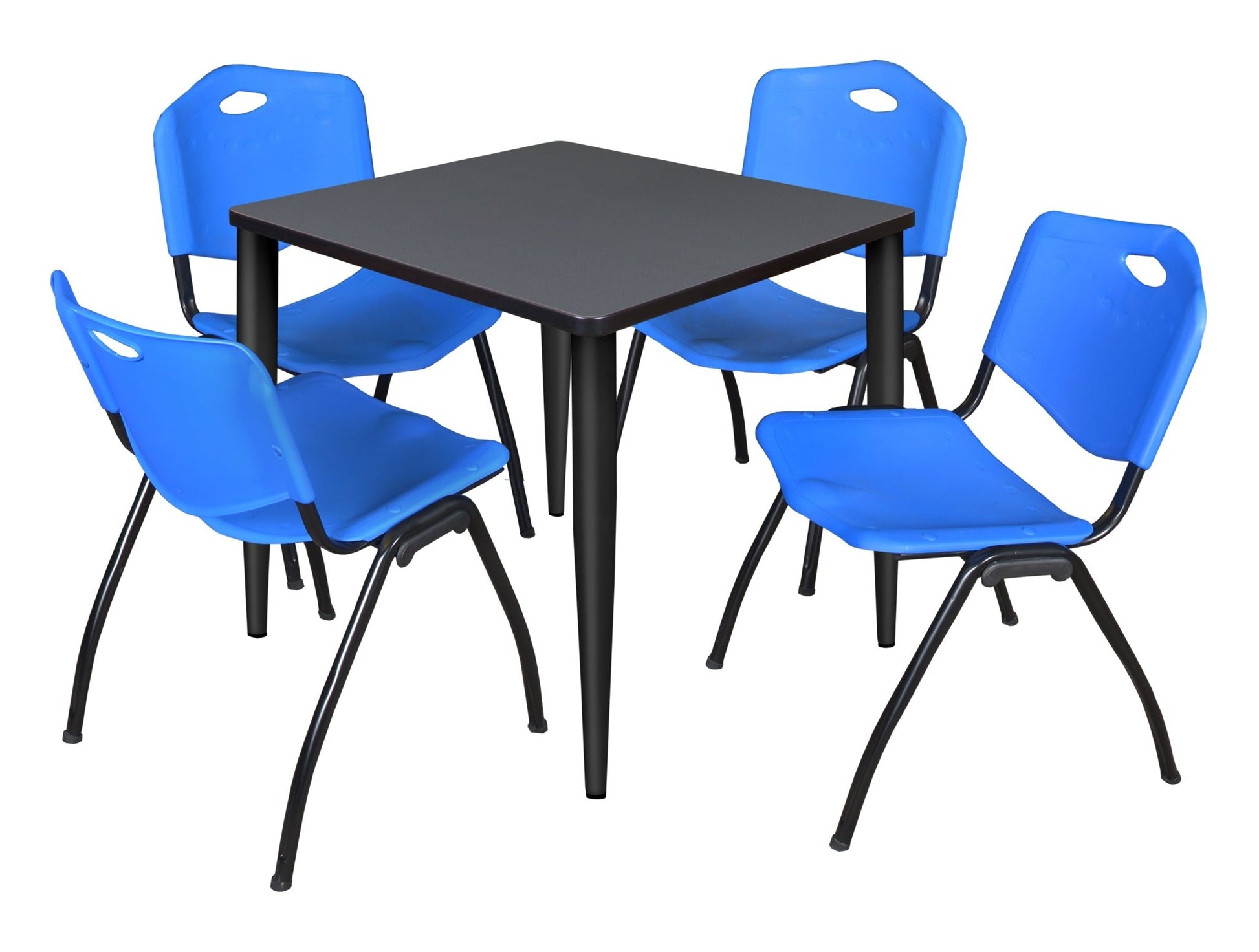 Regency Kahlo 30 in. Square Breakroom Table & 4 M Stack Chairs - SchoolOutlet