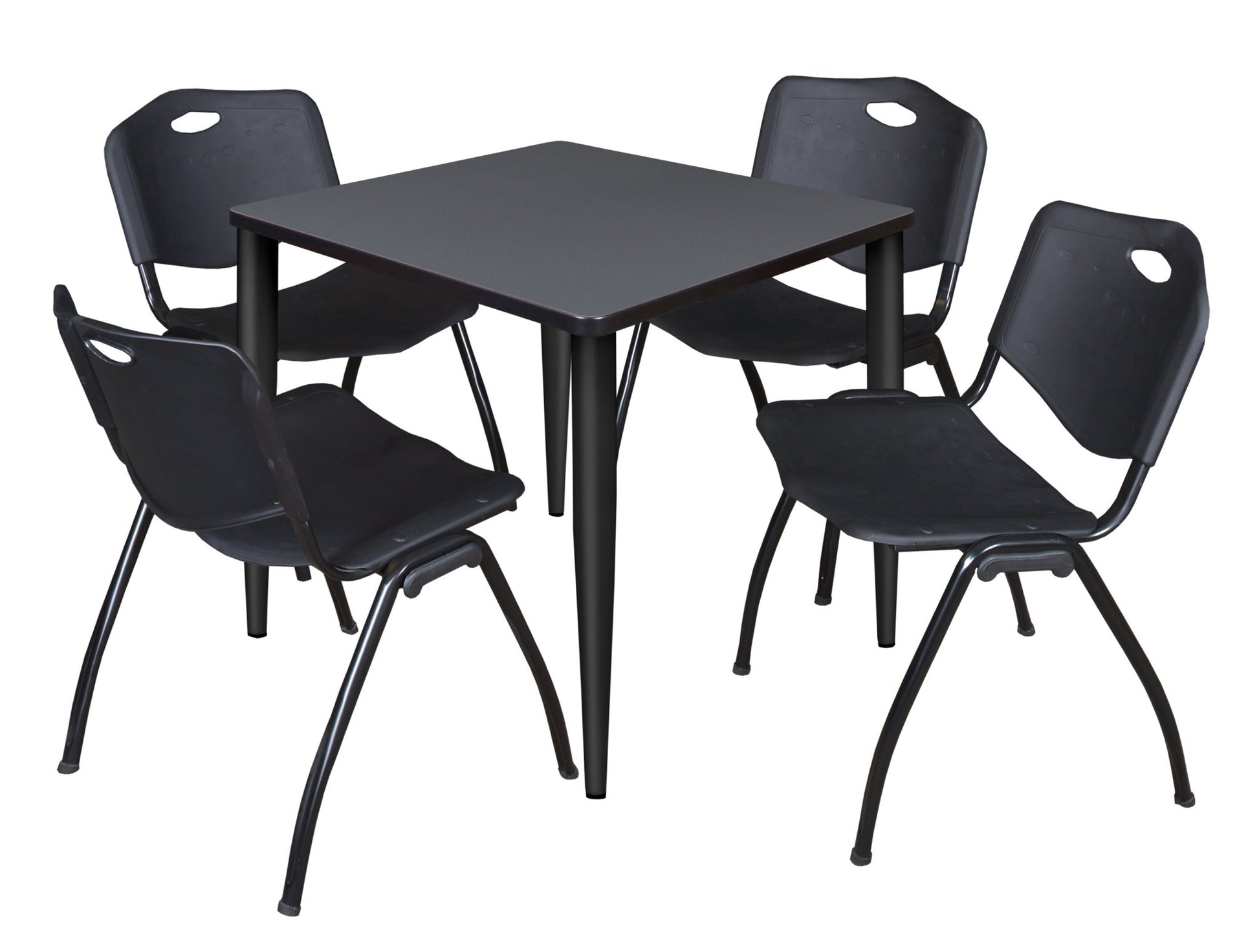 Regency Kahlo 30 in. Square Breakroom Table & 4 M Stack Chairs - SchoolOutlet