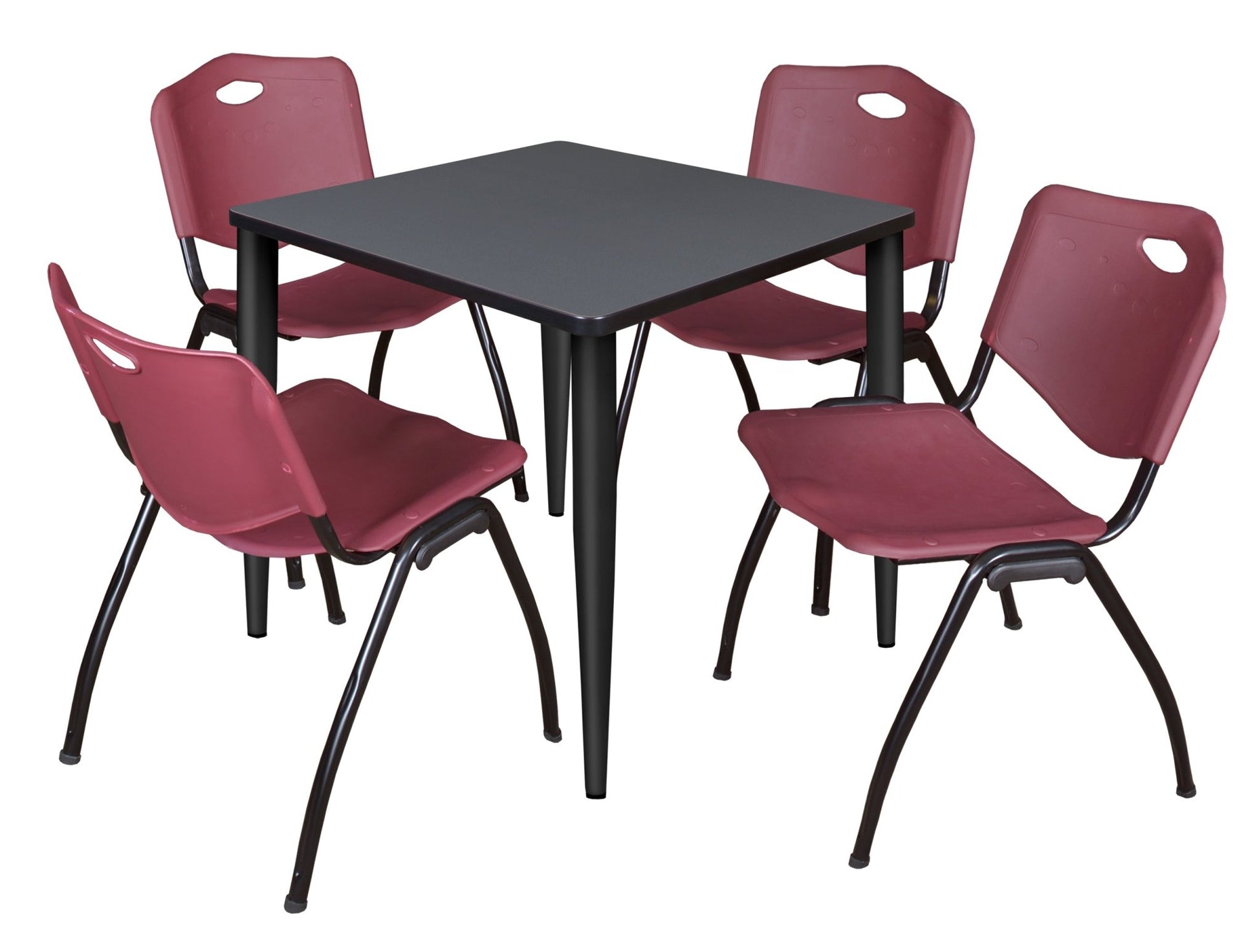 Regency Kahlo 30 in. Square Breakroom Table & 4 M Stack Chairs - SchoolOutlet