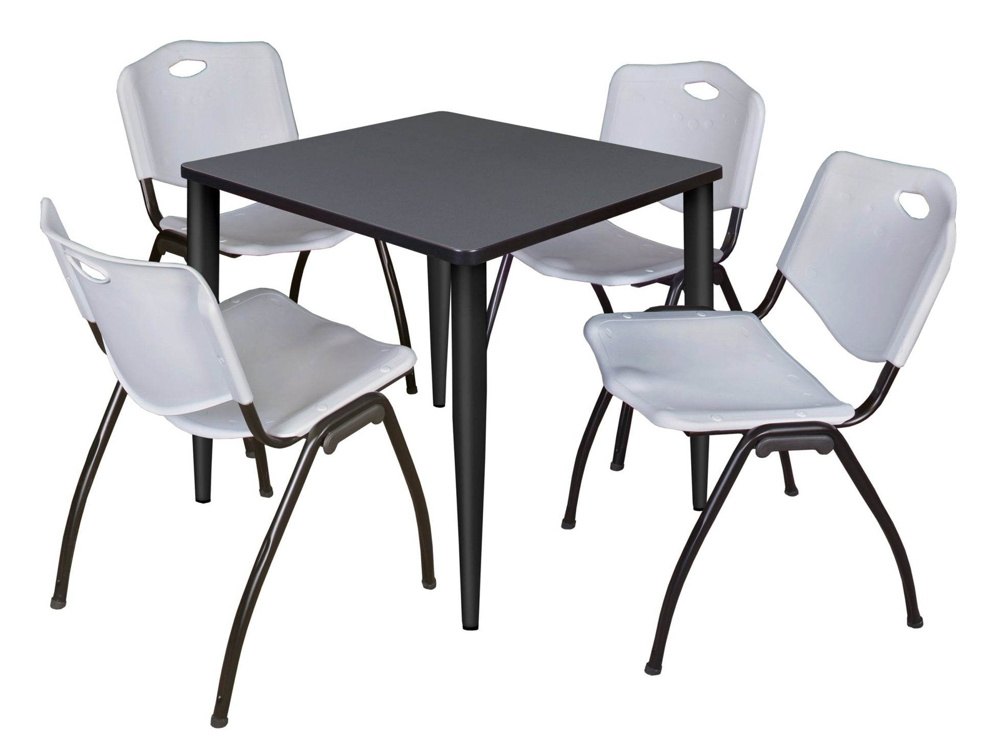 Regency Kahlo 30 in. Square Breakroom Table & 4 M Stack Chairs - SchoolOutlet