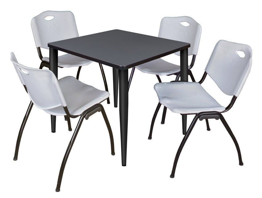 Regency Kahlo 30 in. Square Breakroom Table & 4 M Stack Chairs - SchoolOutlet
