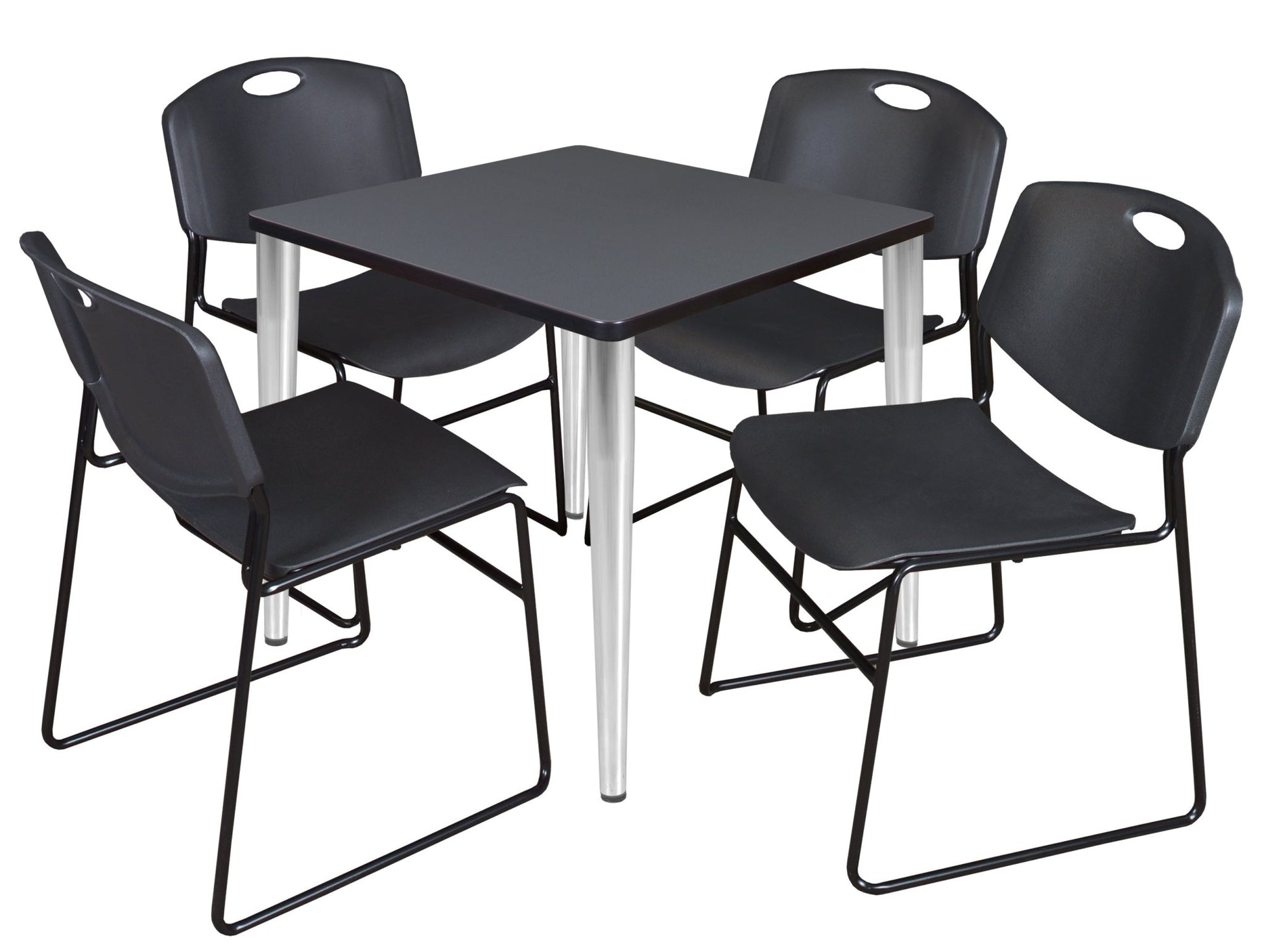 Regency Kahlo 30 in. Square Breakroom Table & 4 Zeng Stack Chairs - SchoolOutlet
