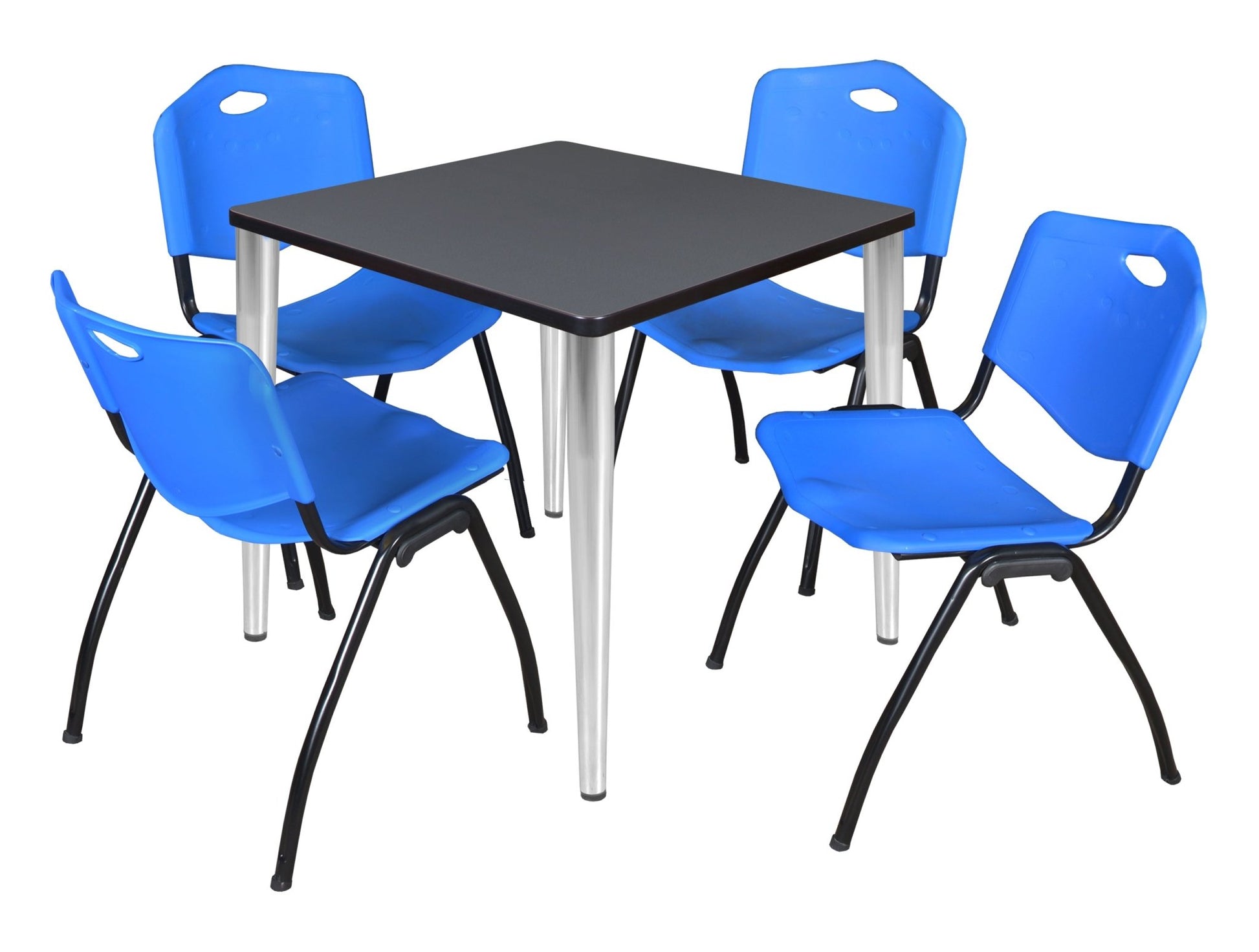 Regency Kahlo 30 in. Square Breakroom Table & 4 M Stack Chairs - SchoolOutlet