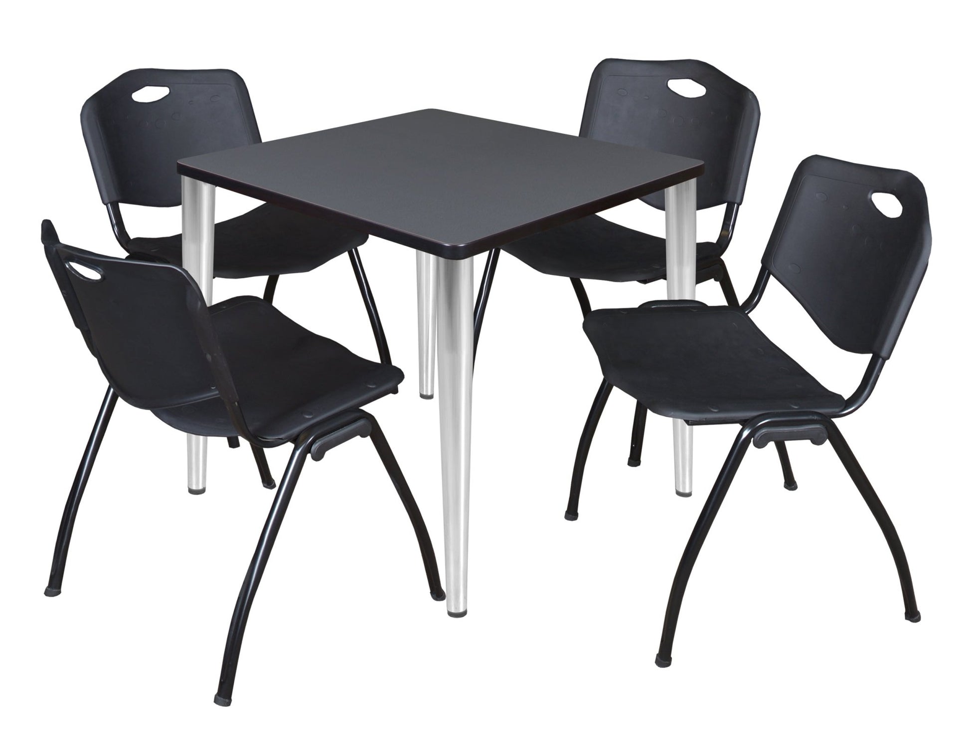 Regency Kahlo 30 in. Square Breakroom Table & 4 M Stack Chairs - SchoolOutlet