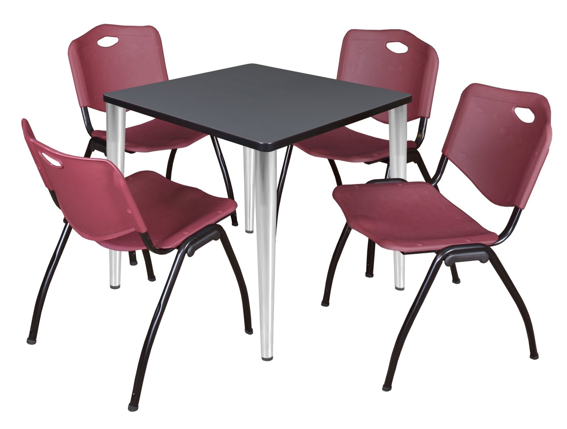 Regency Kahlo 30 in. Square Breakroom Table & 4 M Stack Chairs - SchoolOutlet