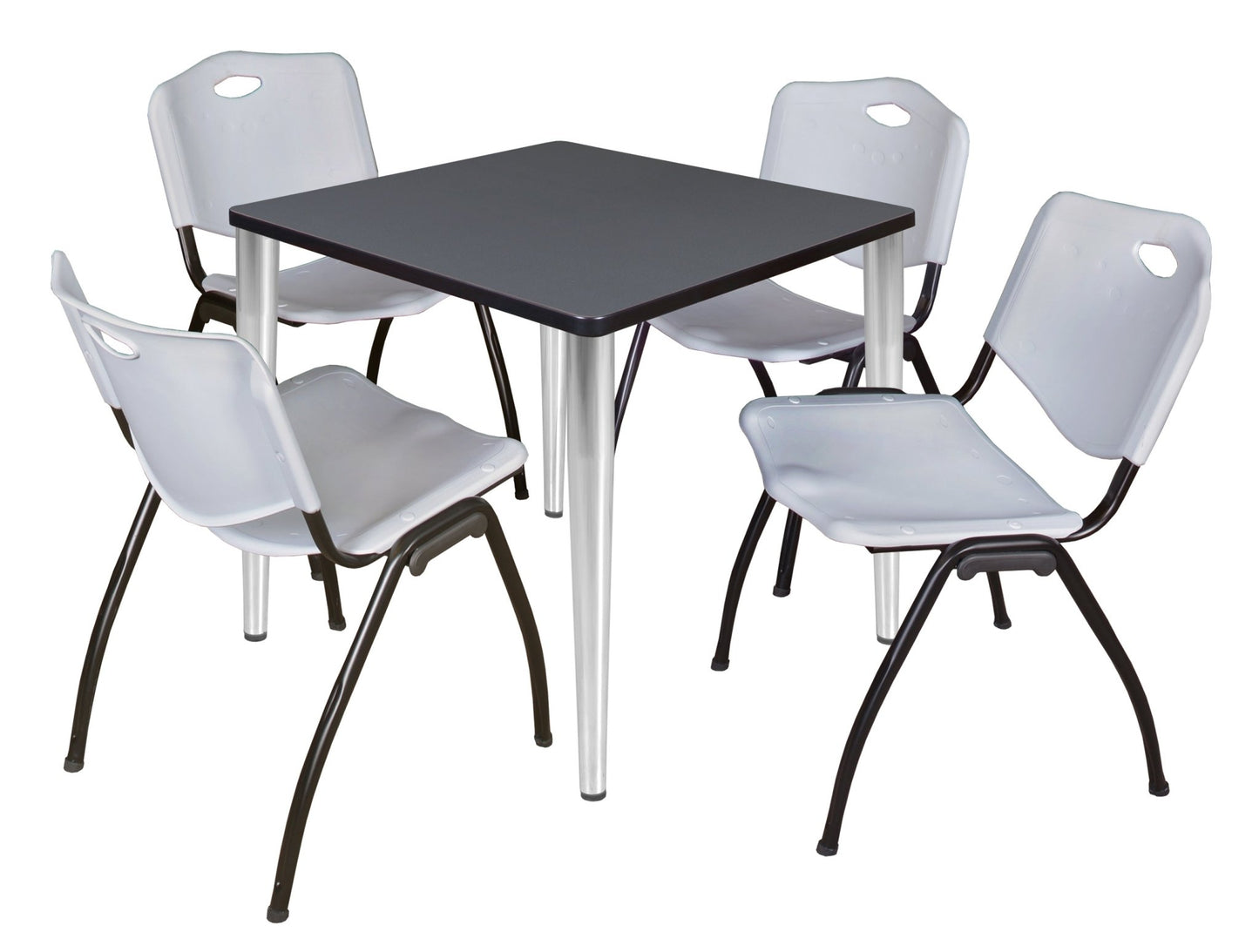 Regency Kahlo 30 in. Square Breakroom Table & 4 M Stack Chairs - SchoolOutlet