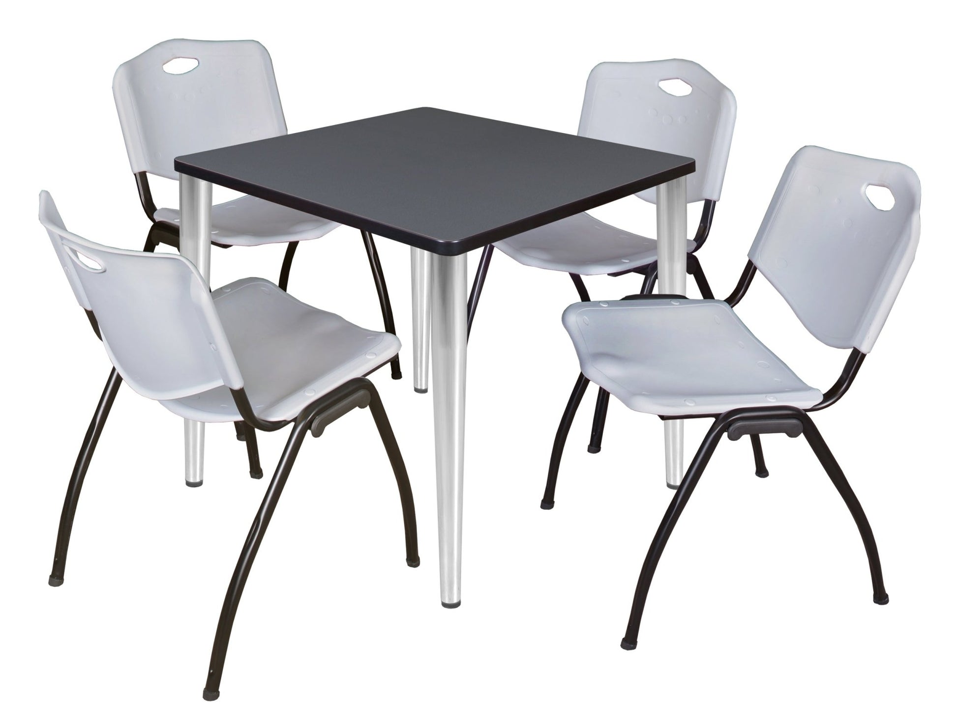 Regency Kahlo 30 in. Square Breakroom Table & 4 M Stack Chairs - SchoolOutlet