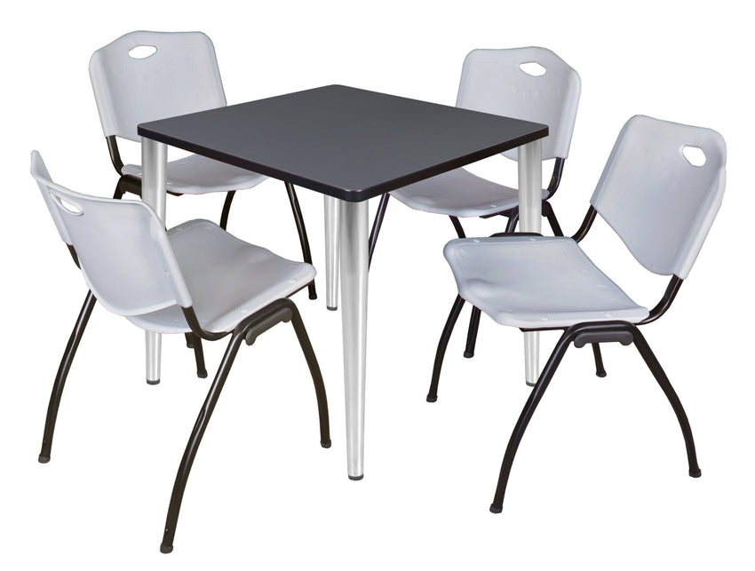 Regency Kahlo 30 in. Square Breakroom Table & 4 M Stack Chairs - SchoolOutlet