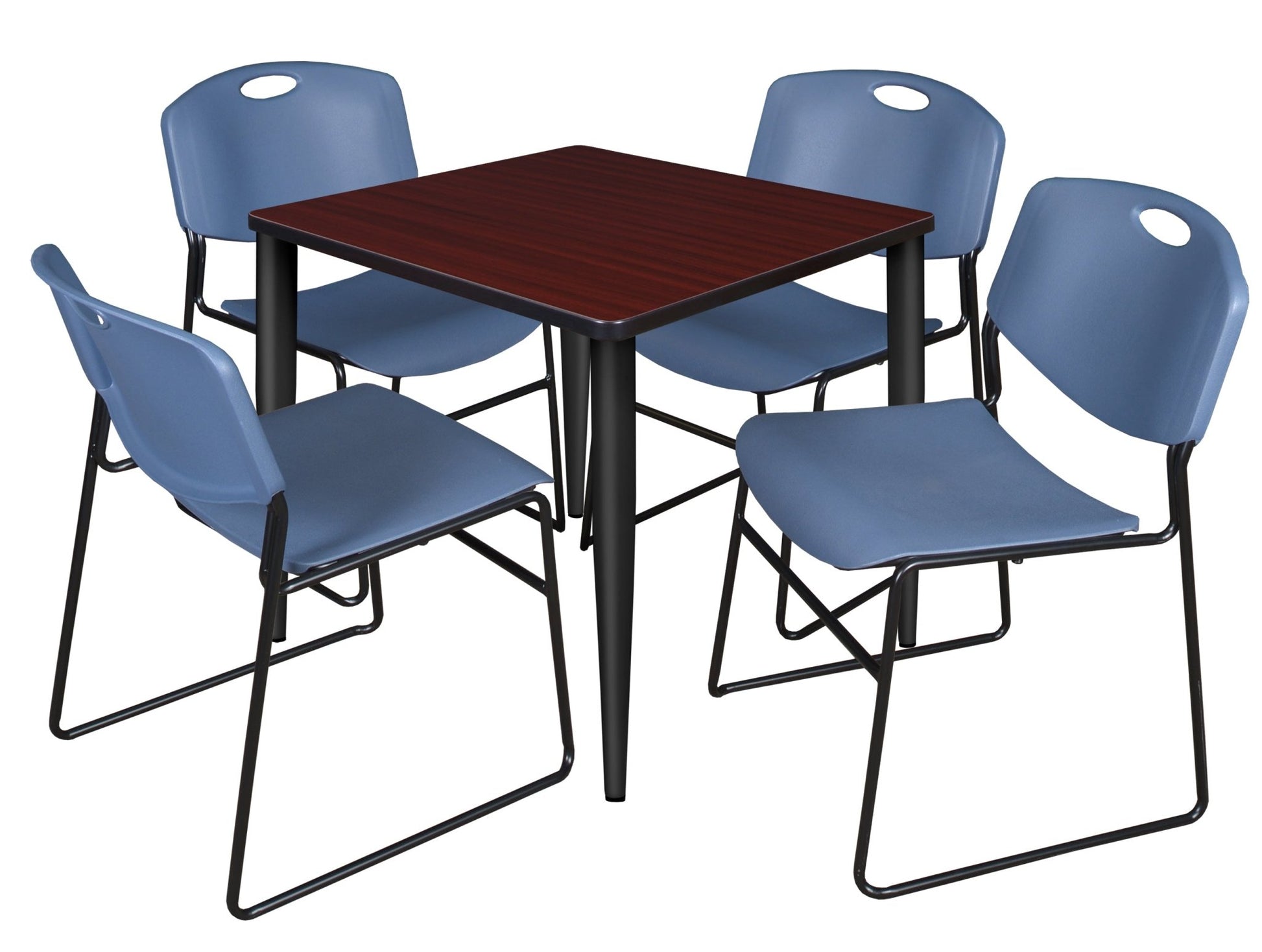 Regency Kahlo 30 in. Square Breakroom Table & 4 Zeng Stack Chairs - SchoolOutlet