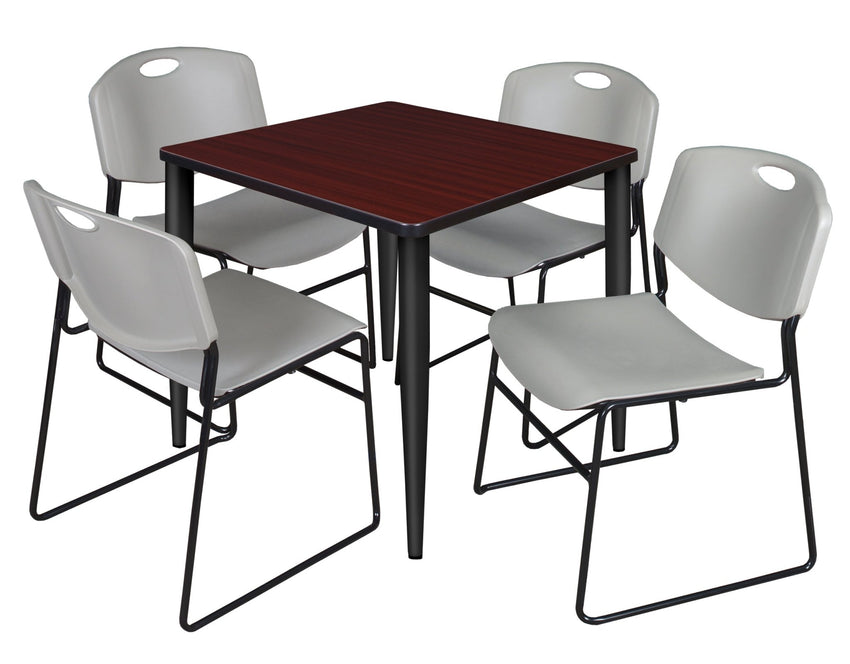 Regency Kahlo 30 in. Square Breakroom Table & 4 Zeng Stack Chairs - SchoolOutlet