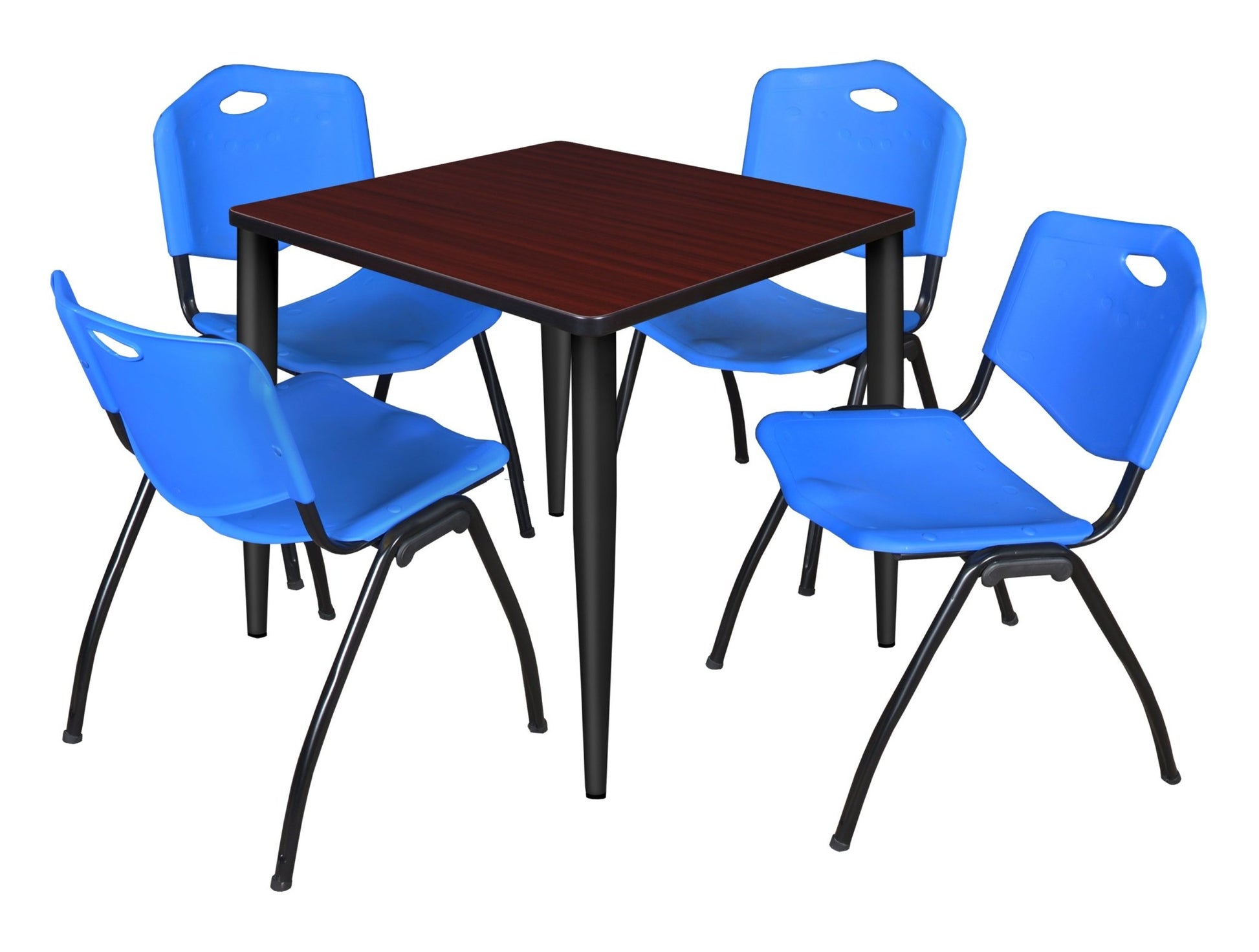 Regency Kahlo 30 in. Square Breakroom Table & 4 M Stack Chairs - SchoolOutlet