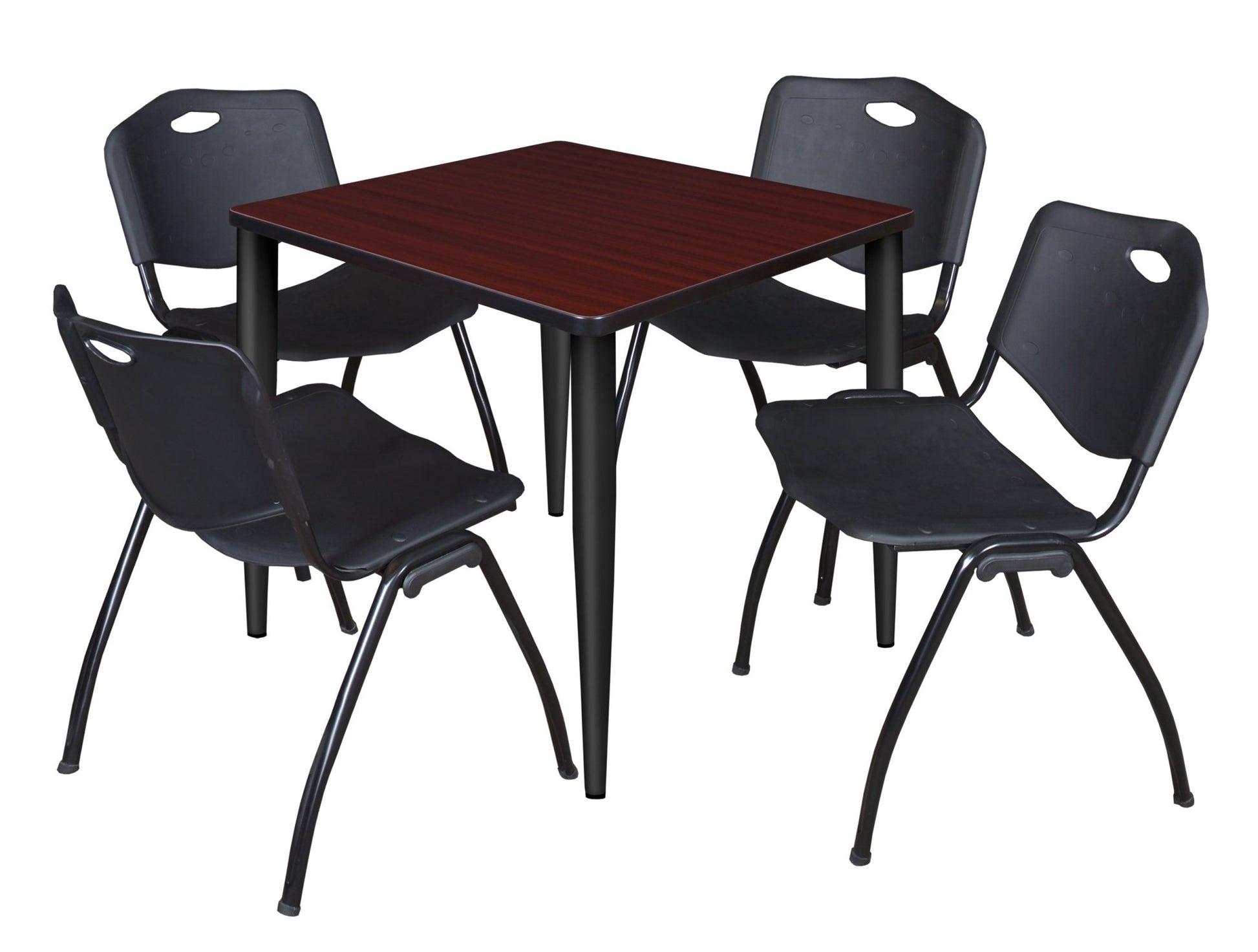 Regency Kahlo 30 in. Square Breakroom Table & 4 M Stack Chairs - SchoolOutlet