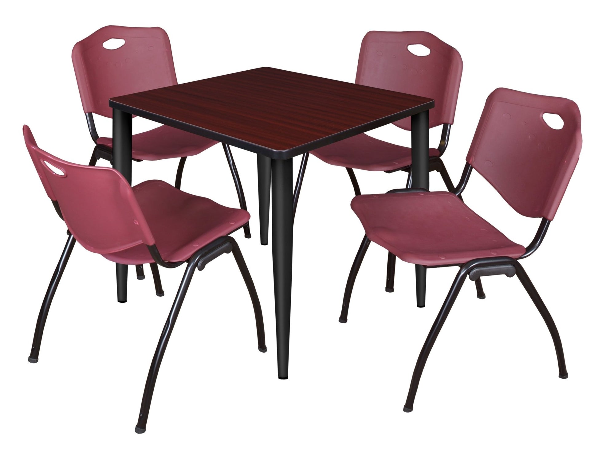 Regency Kahlo 30 in. Square Breakroom Table & 4 M Stack Chairs - SchoolOutlet