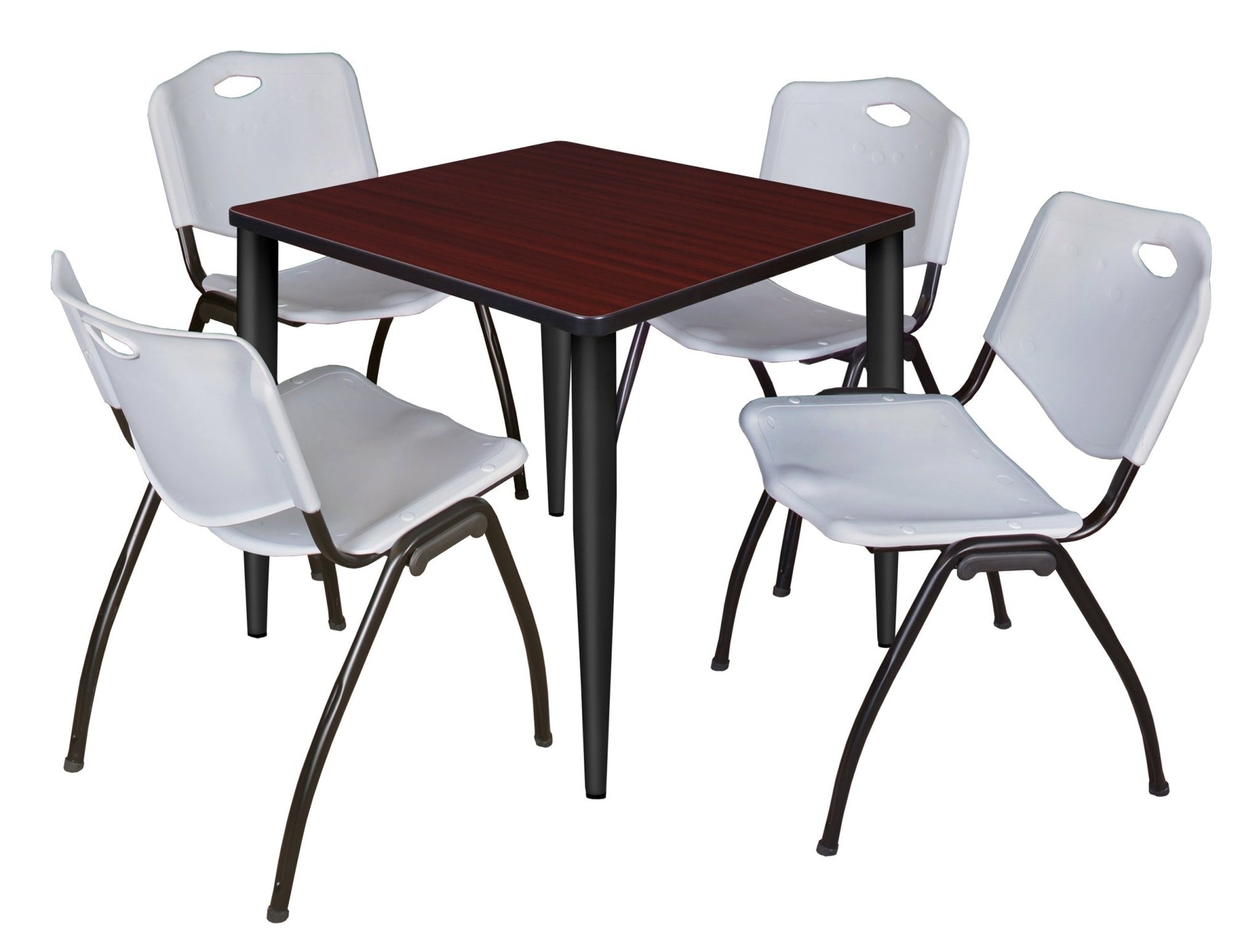 Regency Kahlo 30 in. Square Breakroom Table & 4 M Stack Chairs - SchoolOutlet