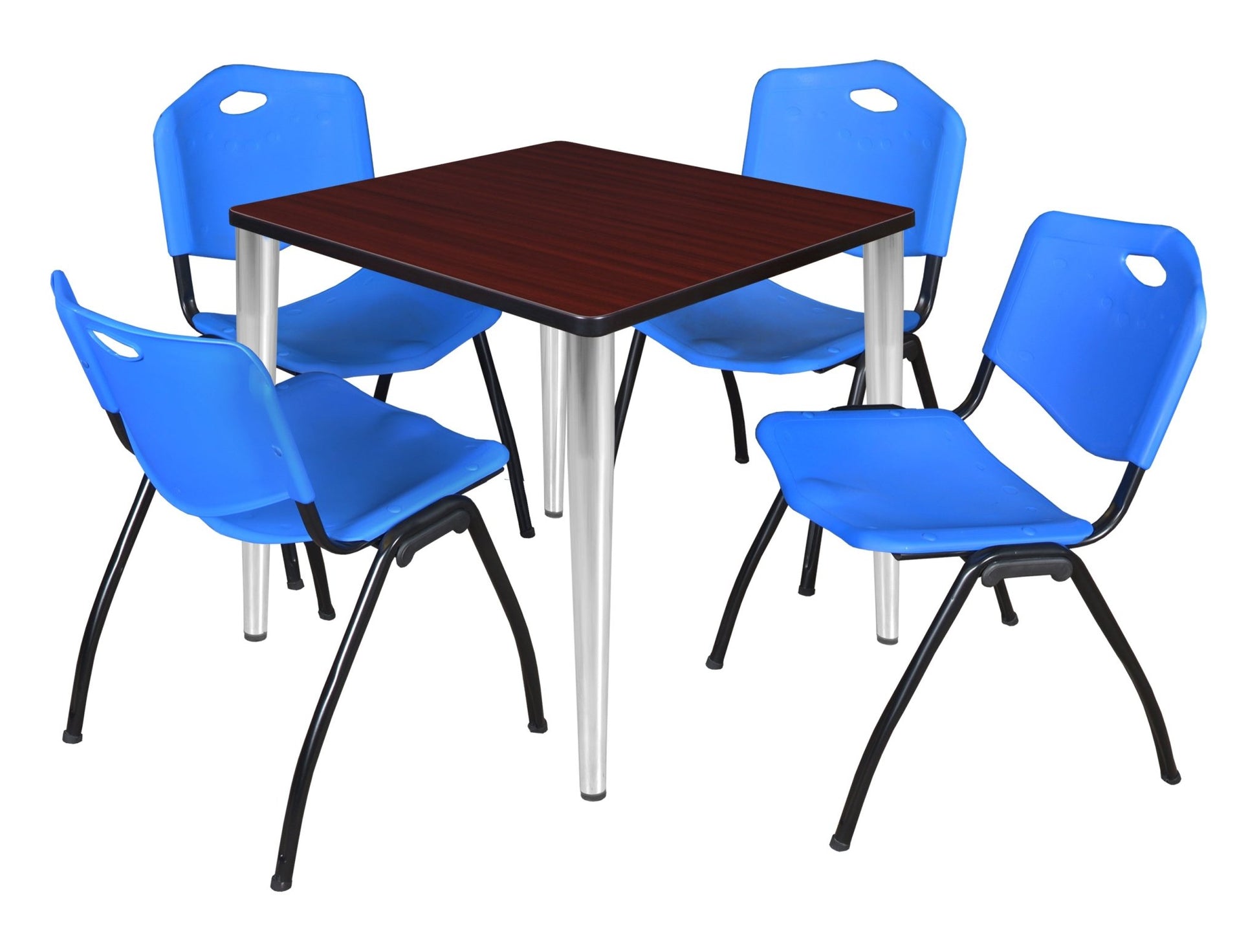 Regency Kahlo 30 in. Square Breakroom Table & 4 M Stack Chairs - SchoolOutlet