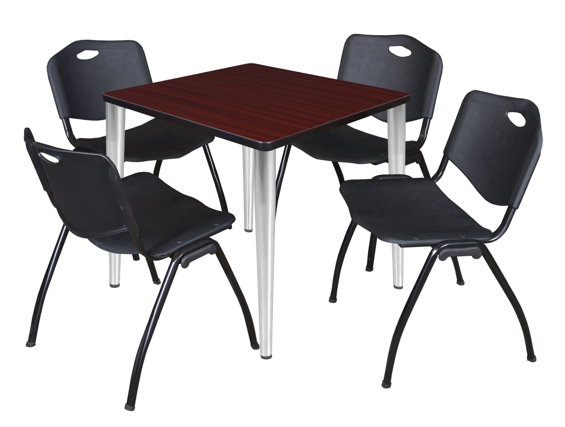 Regency Kahlo 30 in. Square Breakroom Table & 4 M Stack Chairs - SchoolOutlet