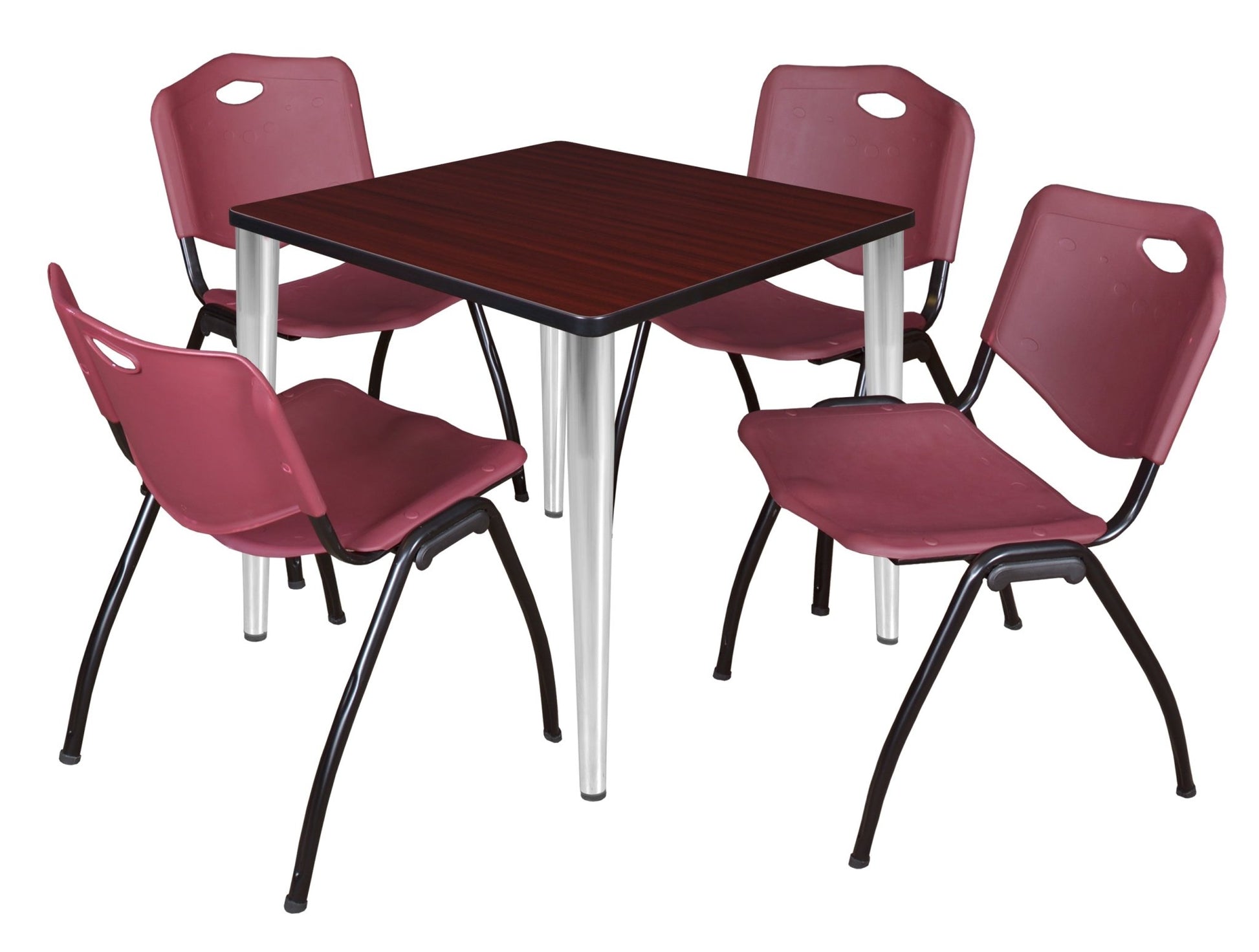 Regency Kahlo 30 in. Square Breakroom Table & 4 M Stack Chairs - SchoolOutlet