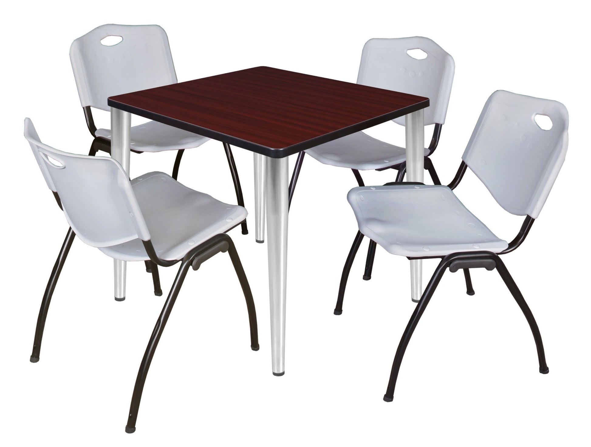 Regency Kahlo 30 in. Square Breakroom Table & 4 M Stack Chairs - SchoolOutlet