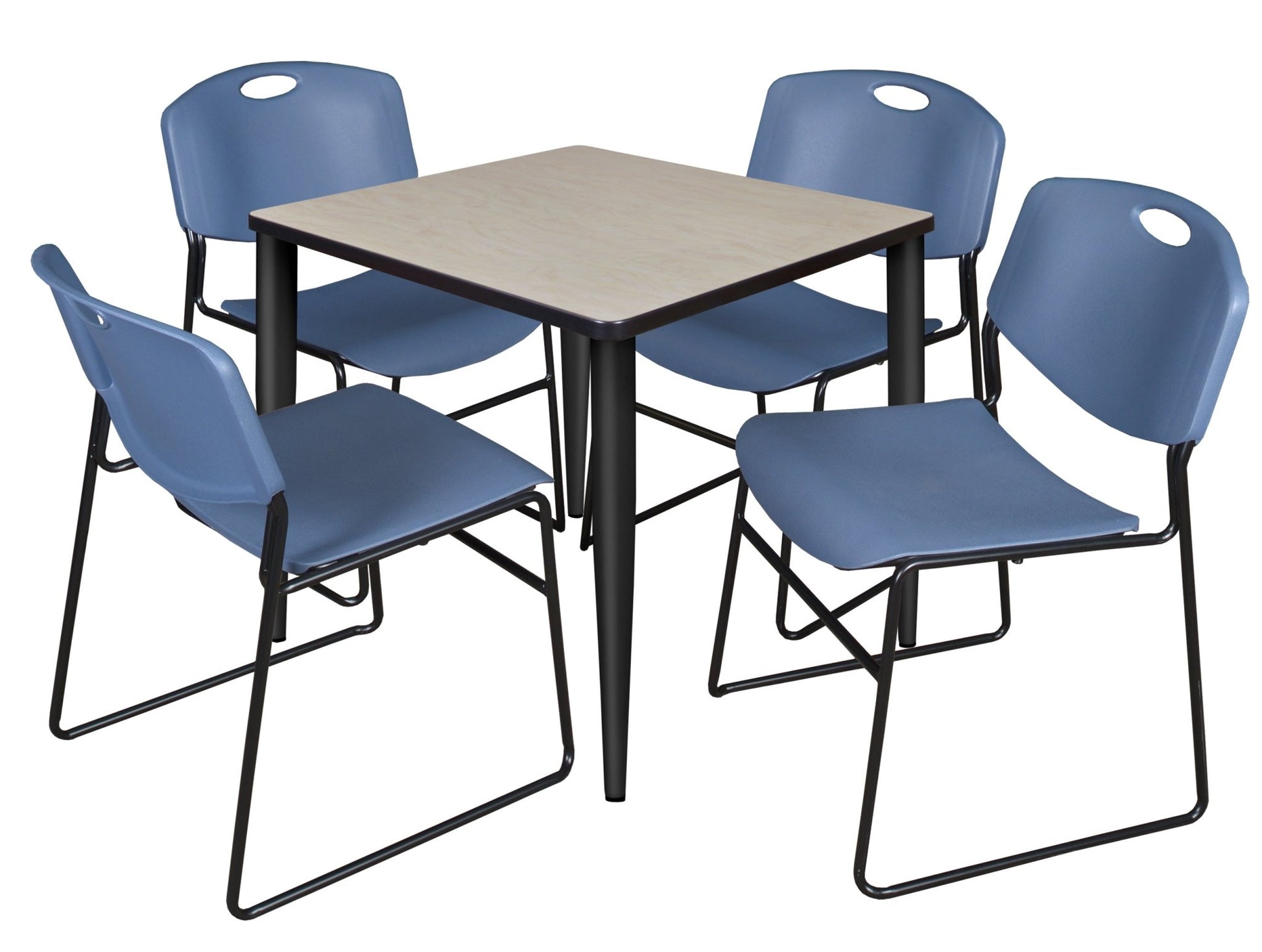 Regency Kahlo 30 in. Square Breakroom Table & 4 Zeng Stack Chairs - SchoolOutlet