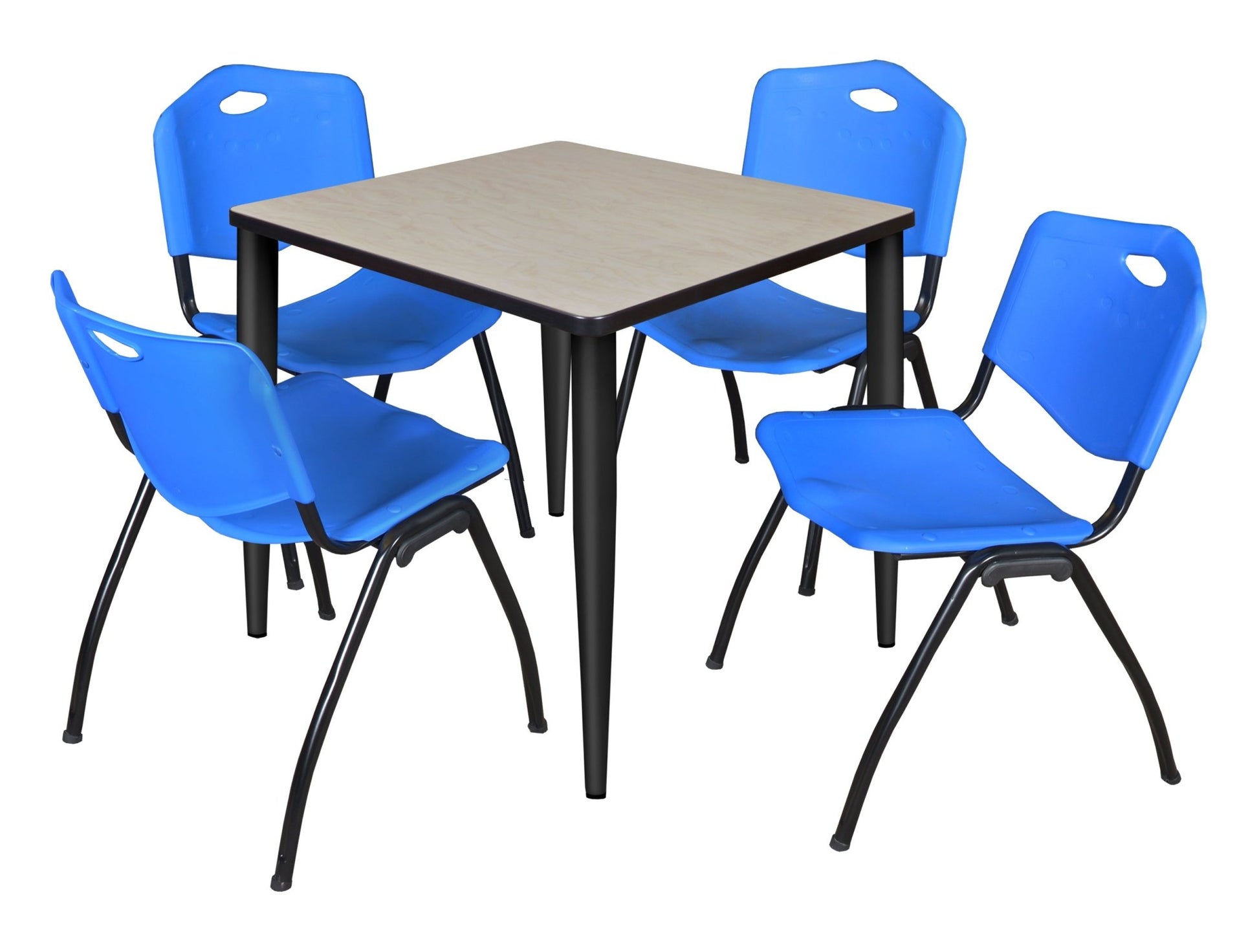 Regency Kahlo 30 in. Square Breakroom Table & 4 M Stack Chairs - SchoolOutlet